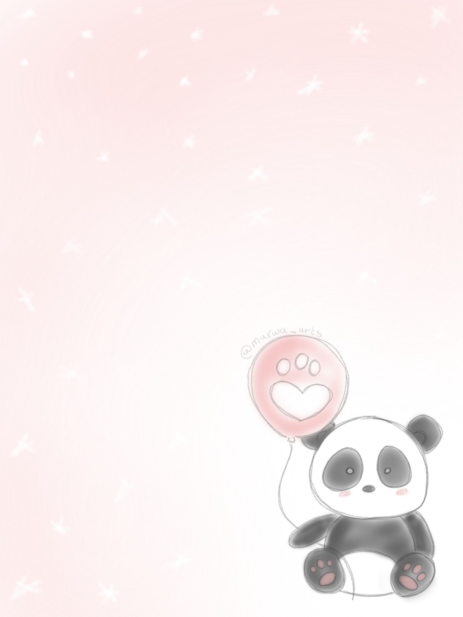 Panda con palloncino cuore rosa, 1536x2048 Full HD Verticale, iPhone Pro