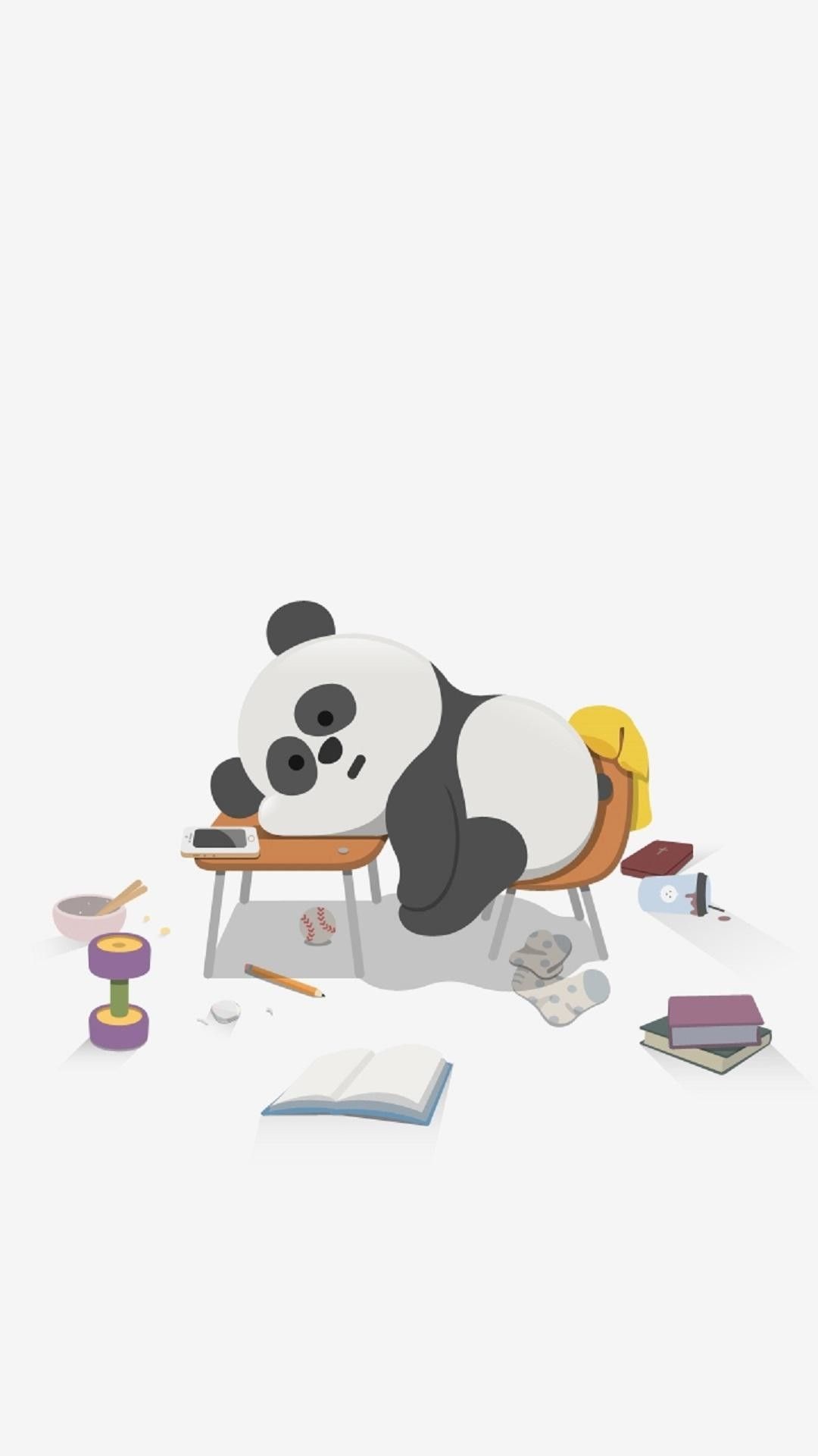 Panda addormentato su scrivania, 1080x1920 Full HD Verticale, iPhone Pro