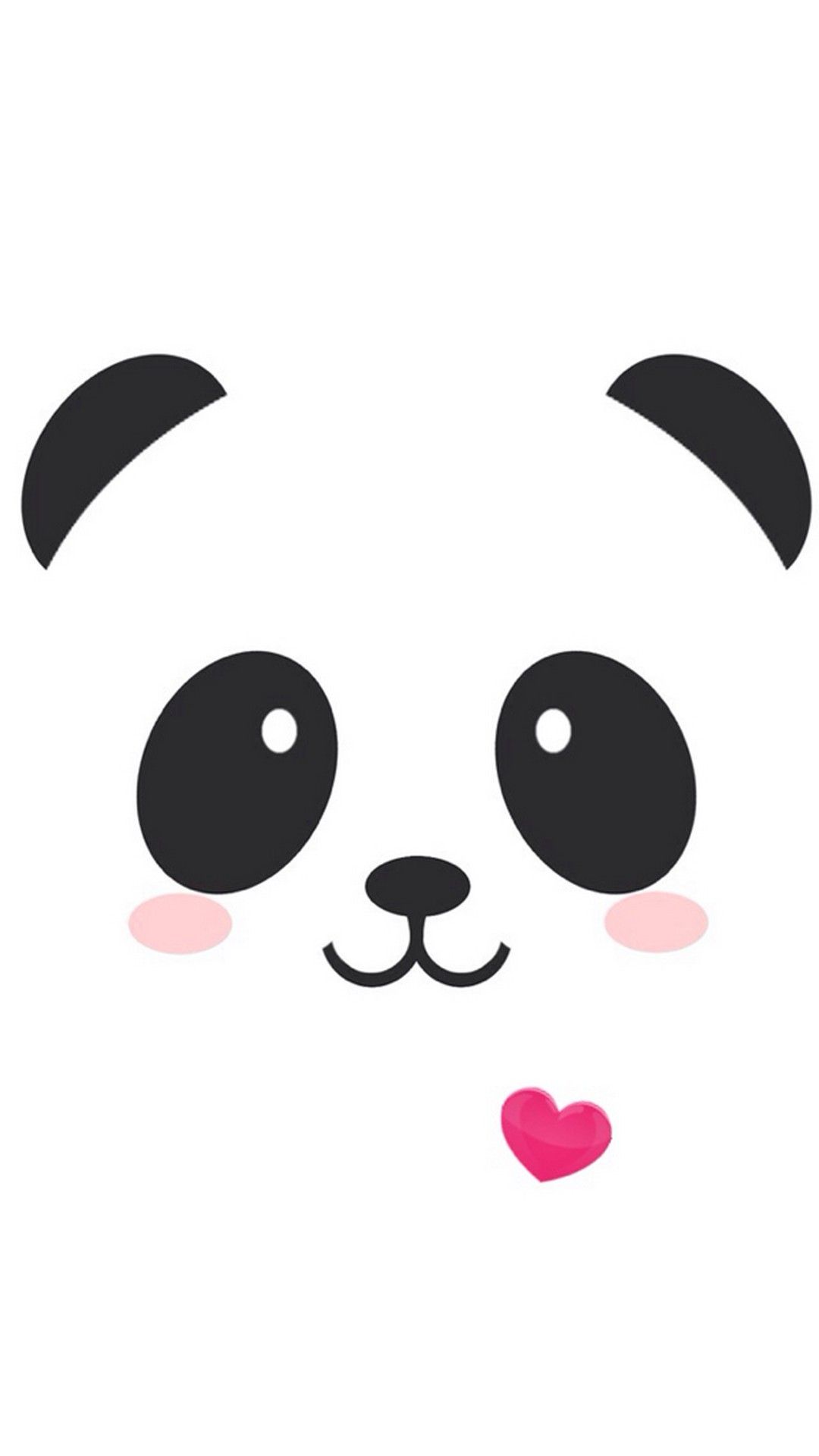 Faccia panda minimalista con cuore, 1080x1920 Verticale, iPhone