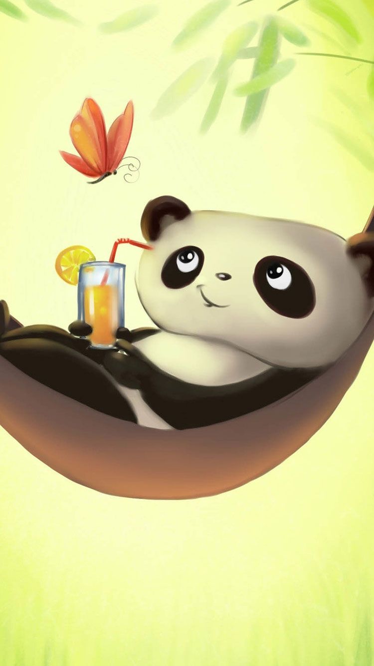 Panda su amaca con succo, 750x1334 Verticale, iPhone Air