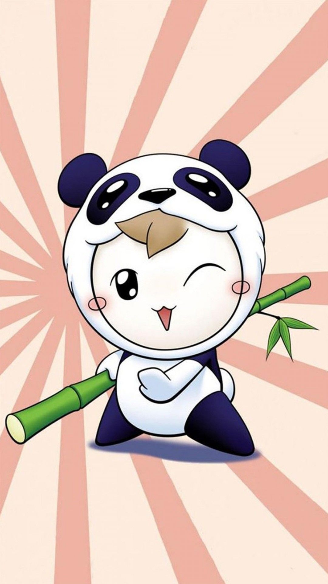 Panda cartone bambino con bambù, 1080x1920 Full HD Verticale, iPhone Pro Max