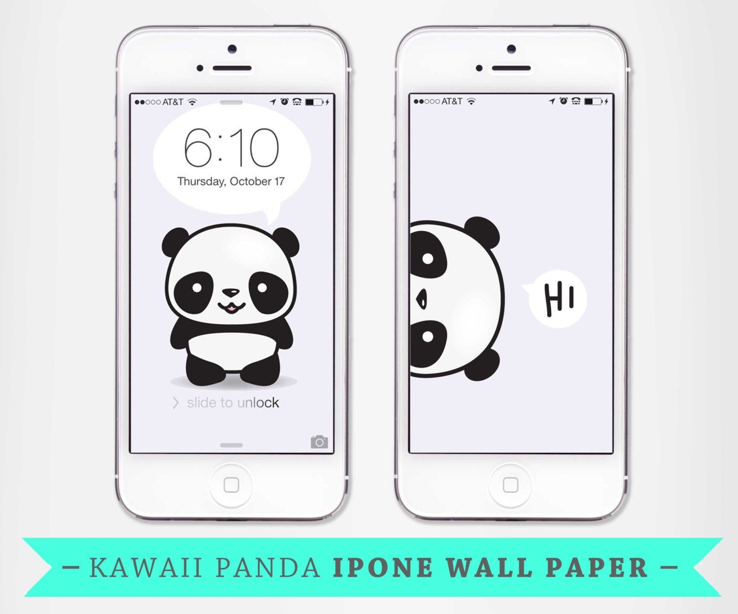 Panda e orso kawaii bianco nero, 750x1334 Verticale, Mobile