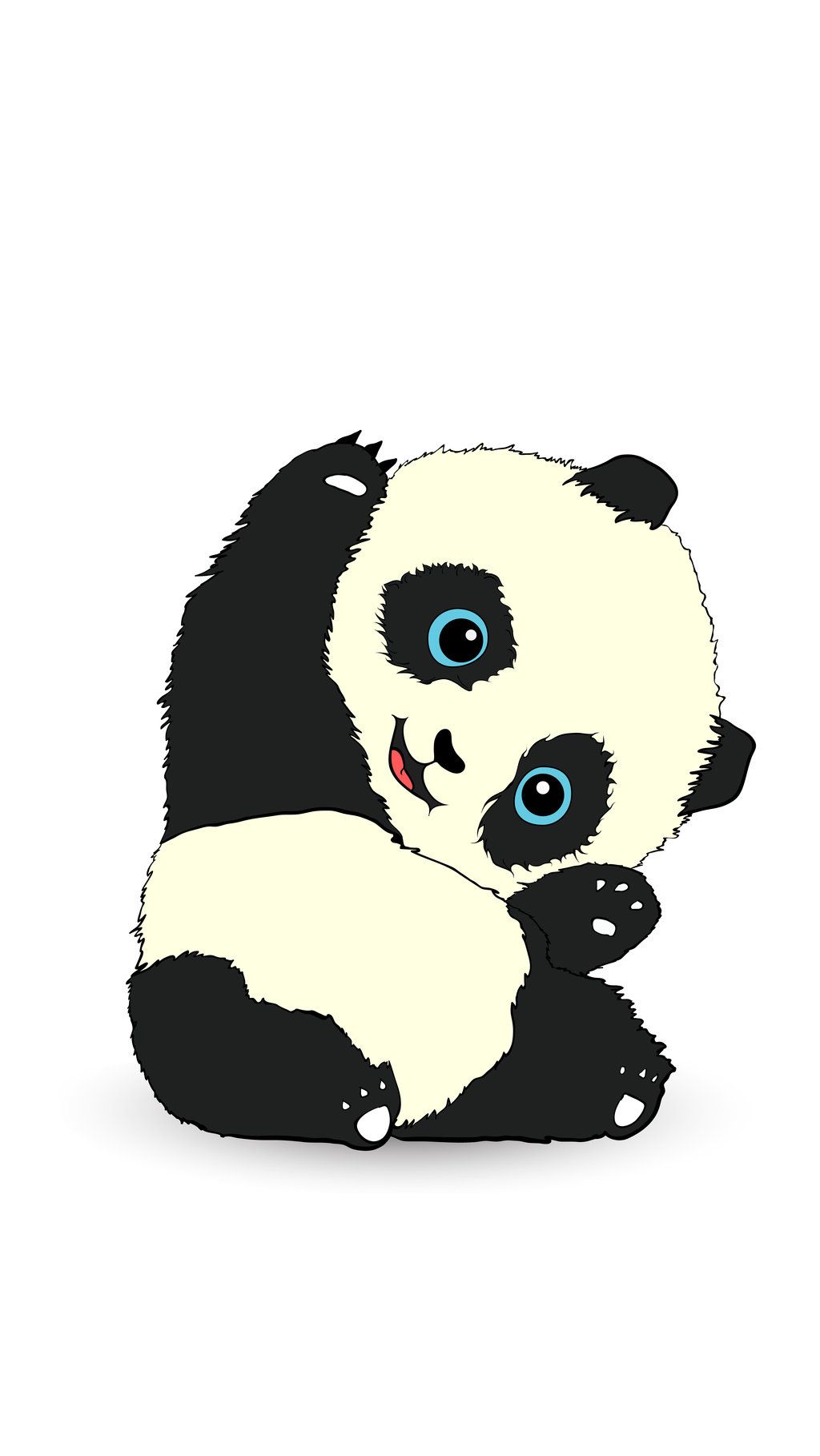 Panda kawaii bianco e nero, 1024x1818 Verticale, iPhone Plus