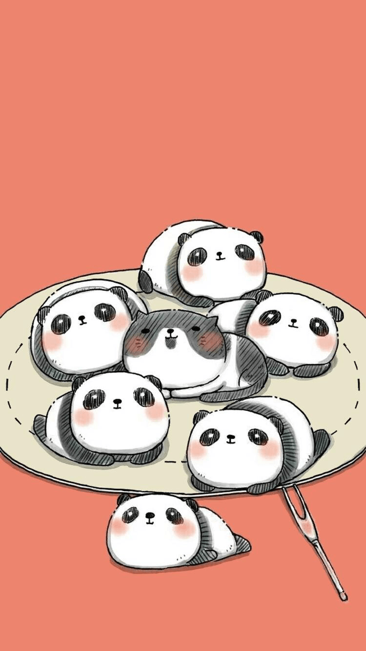 Panda kawaii nel piatto, 750x1334 Verticale, Mobile