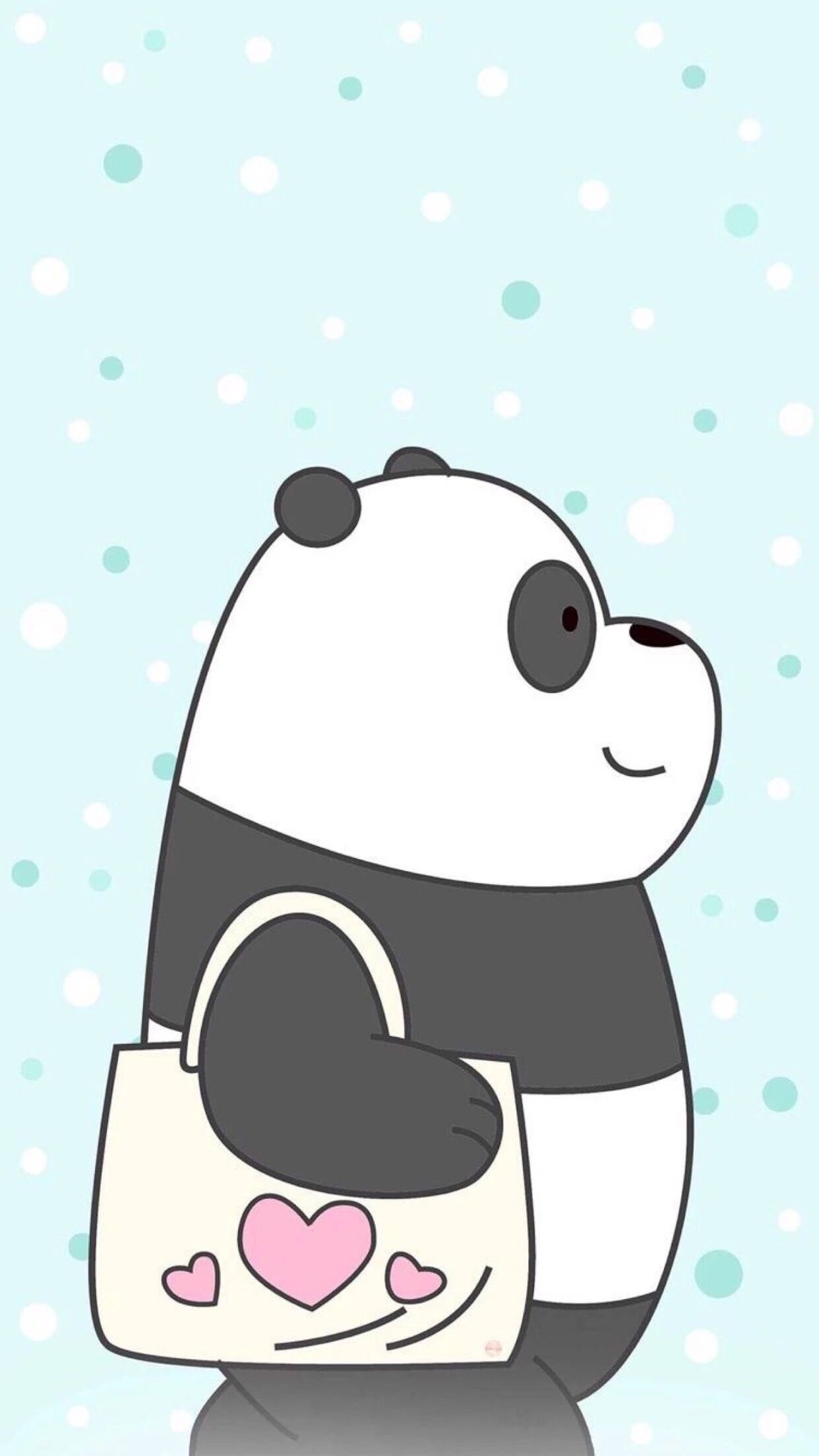 Panda kawaii con borsa cuore, 1242x2208 Full HD Verticale, Smartphone