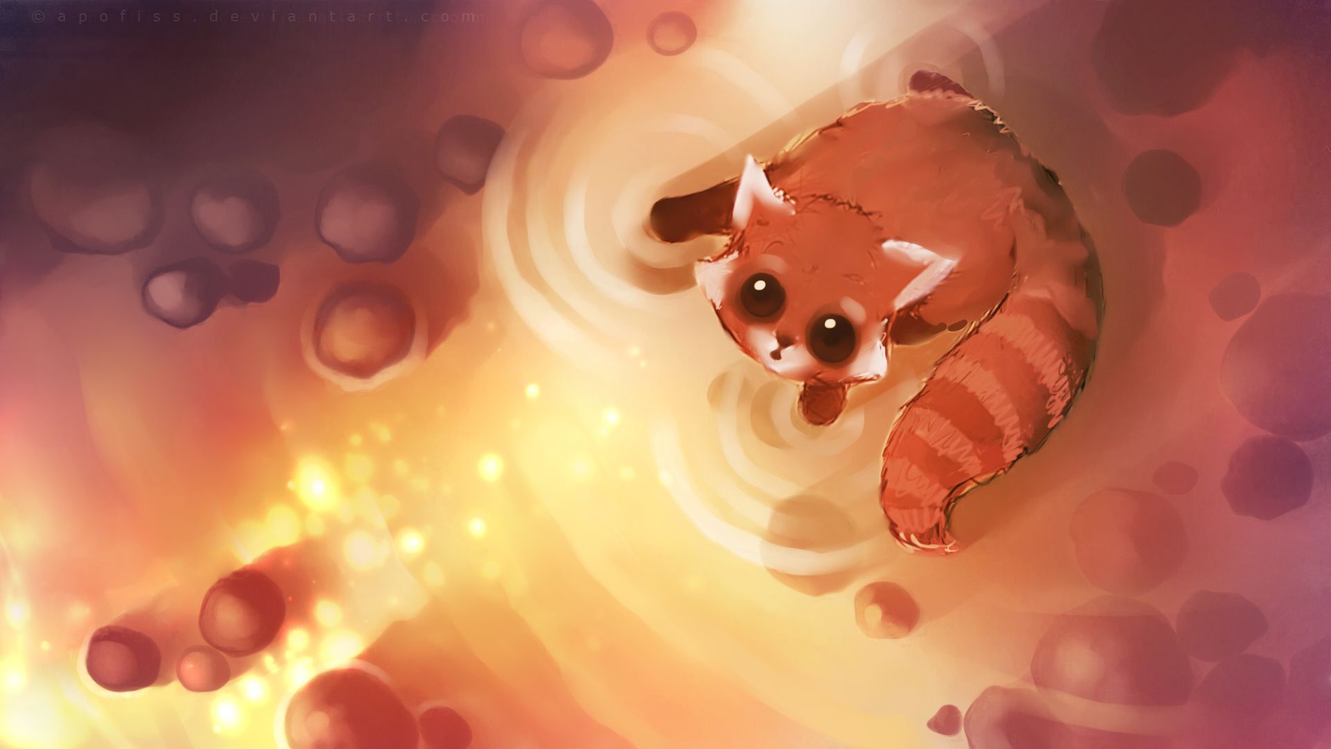 Panda rosso cartone acqua luminosa, 1920x1080 Full HD 1080p, Desktop