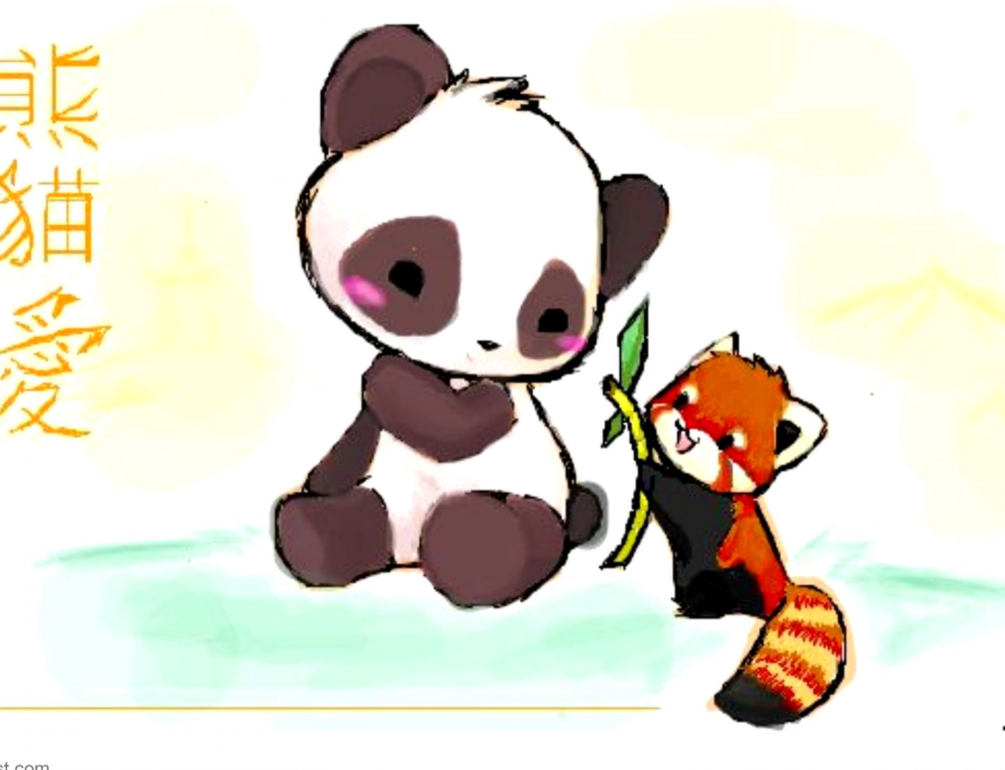 Panda anime fluttuante nel blu, 1920x1080 Full HD 1080p, Laptop