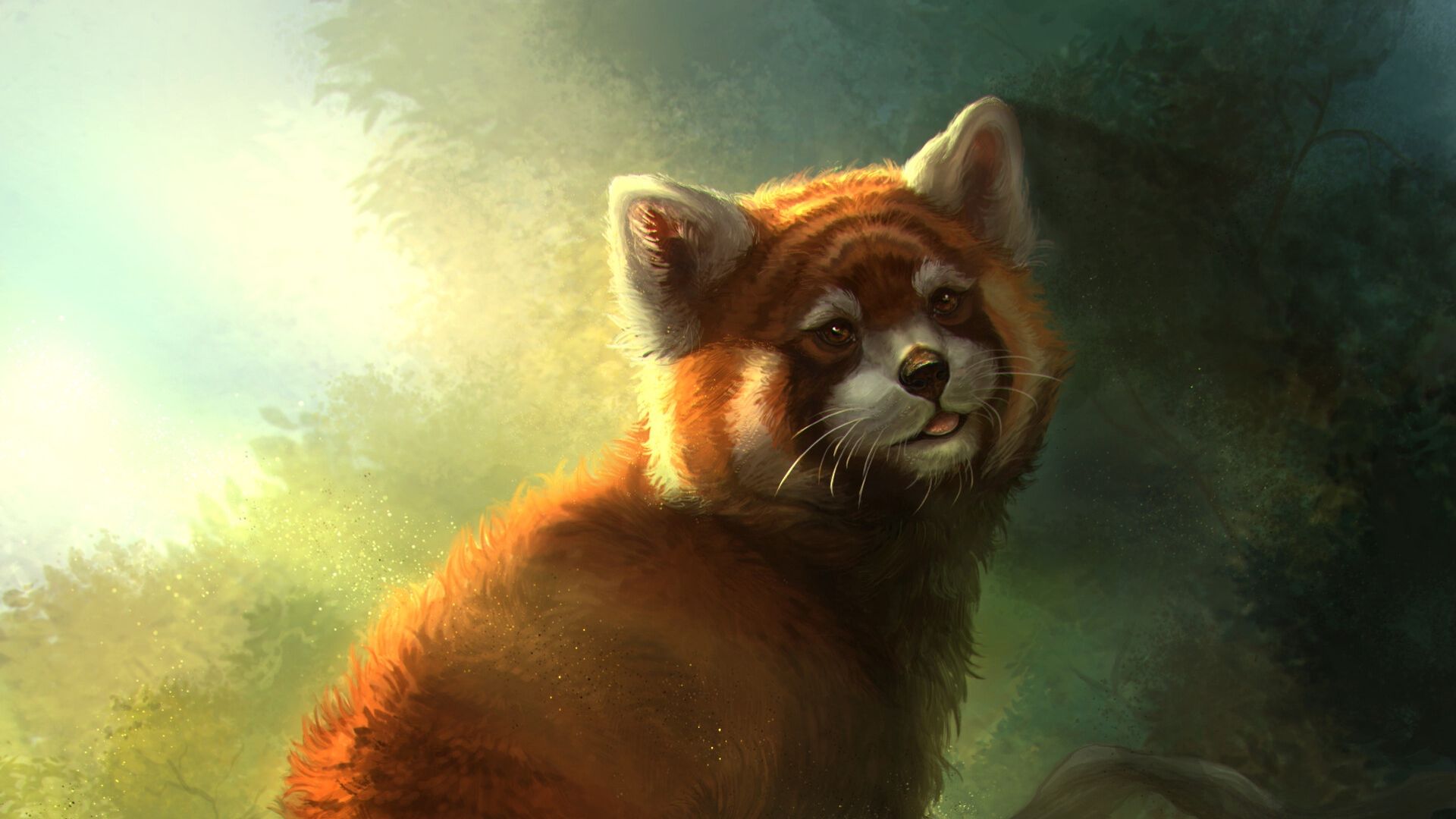 Panda rosso su ramo, 1920x1200 WUXGA, iMac