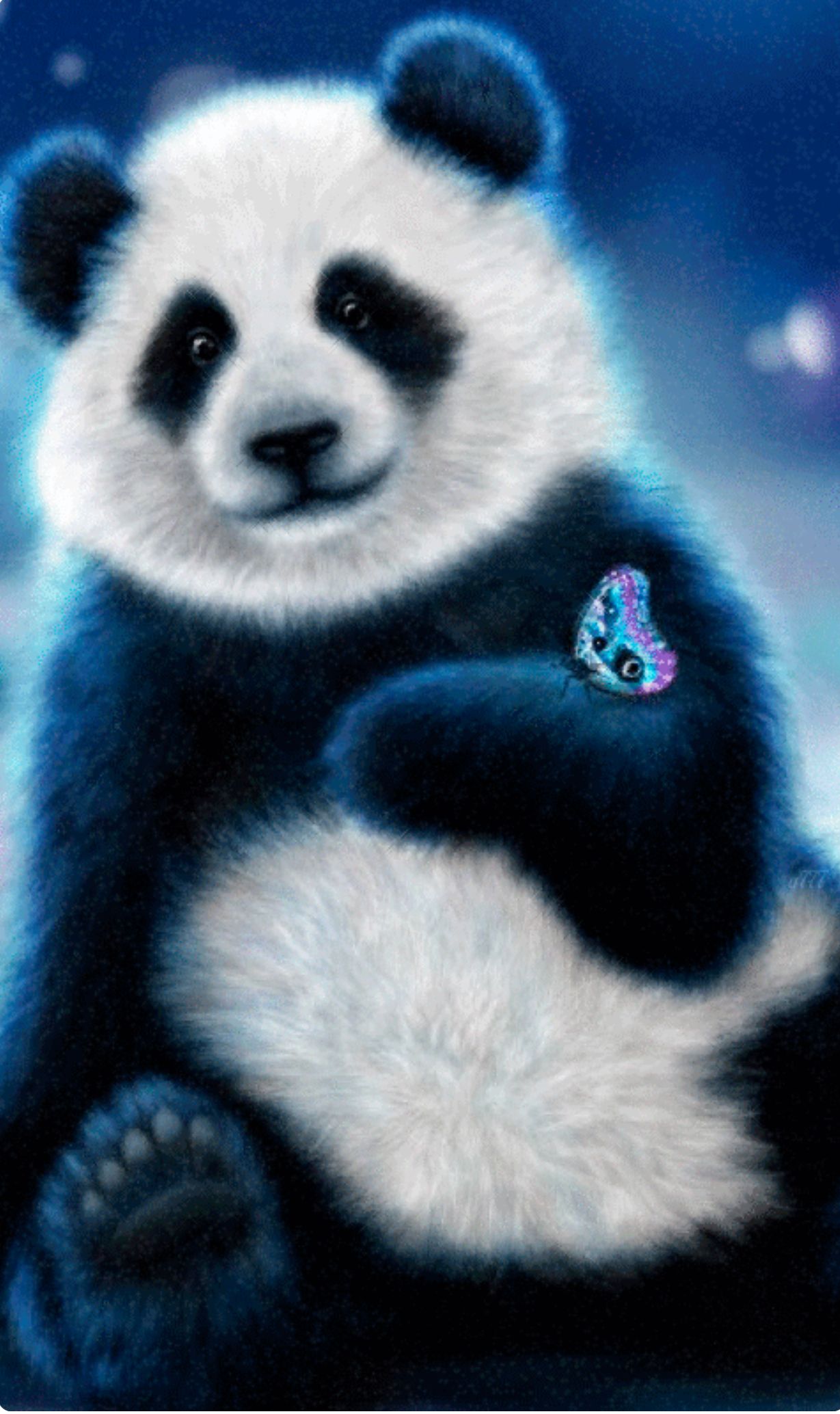 Panda con farfalla blu, 1229x2068 Verticale, OnePlus