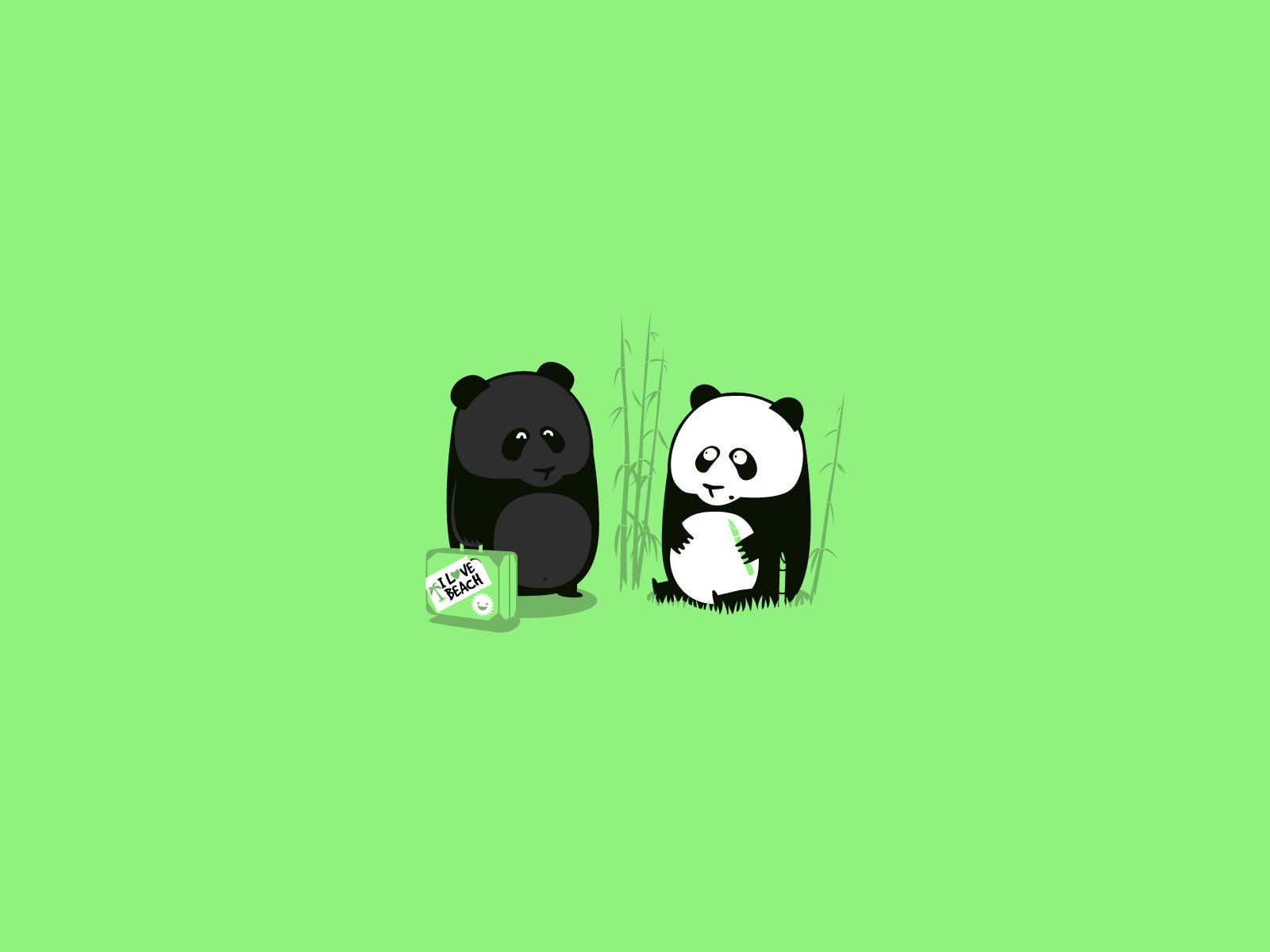Orso nero e panda cartoon, 1600x1200 900p, PC