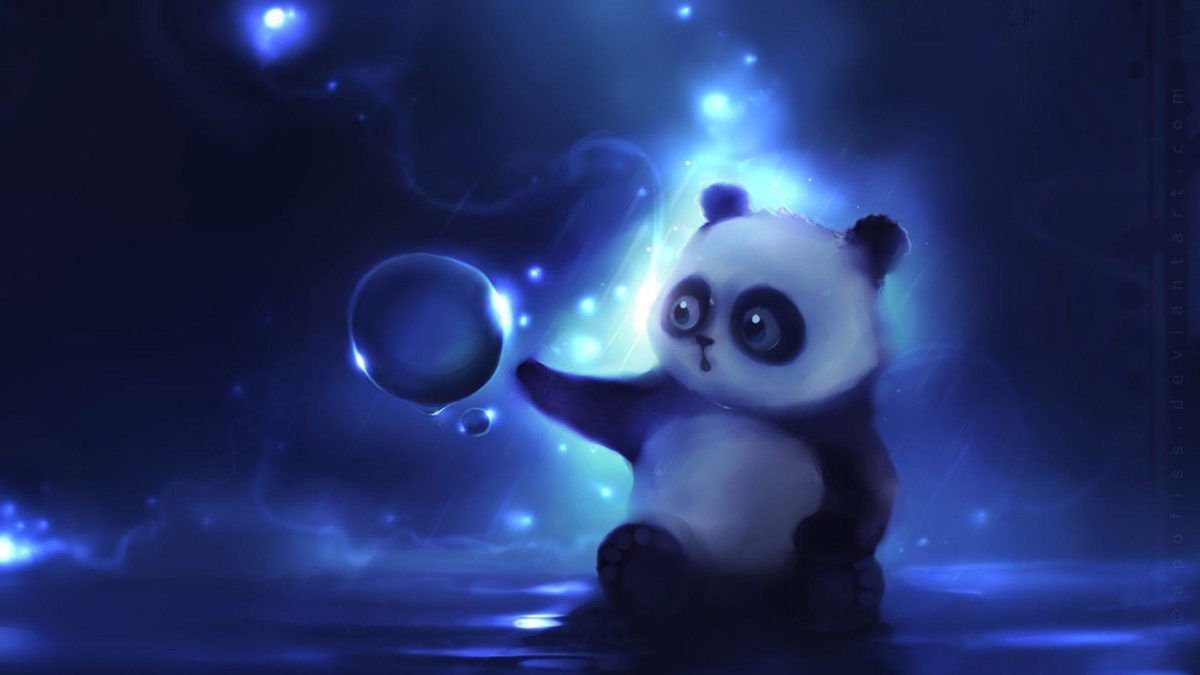 Panda con sfera magica blu, 1200x675 HD, Desktop