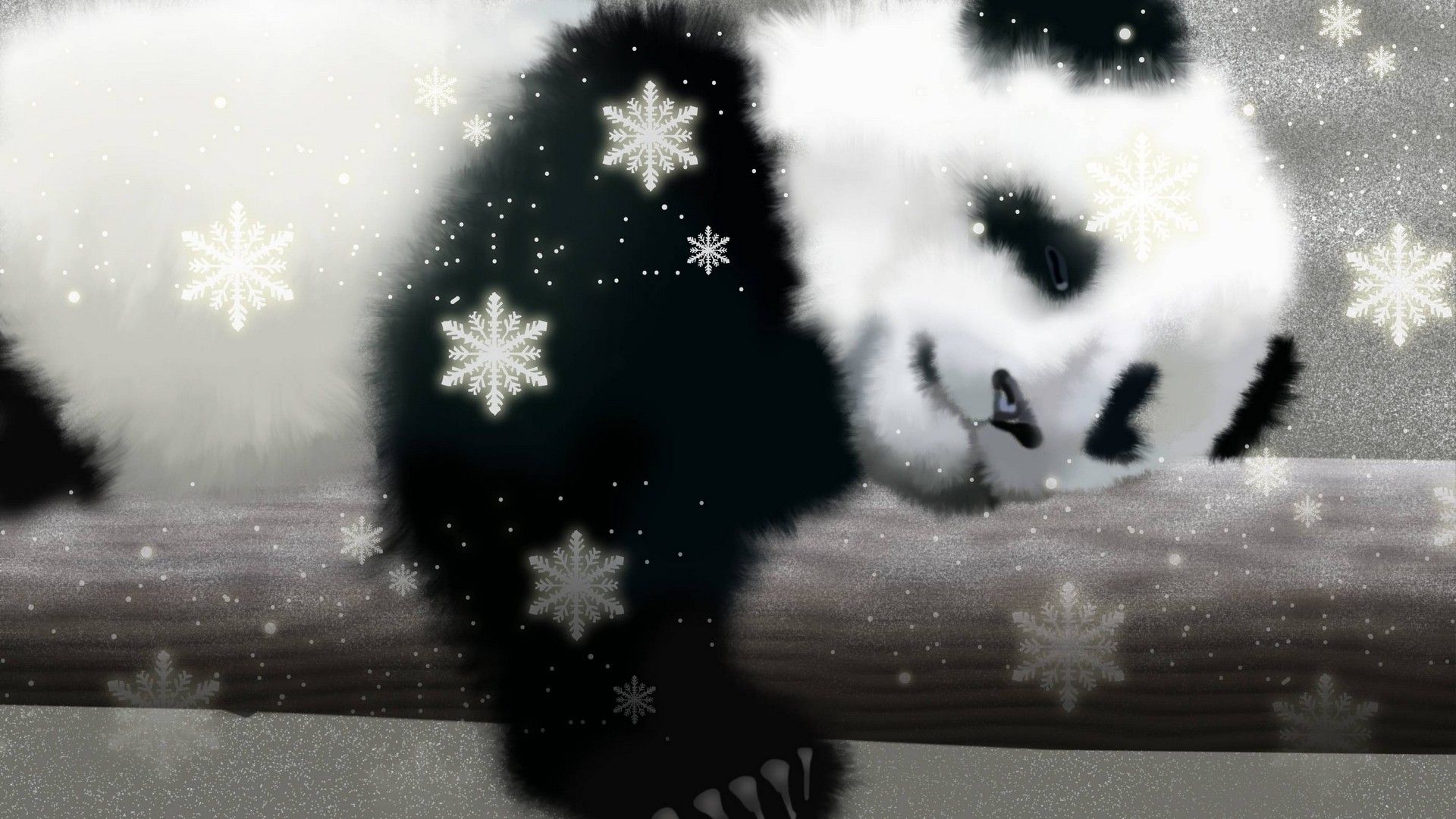 Panda cartone animato neve, 1920x1080 1080p, Laptop