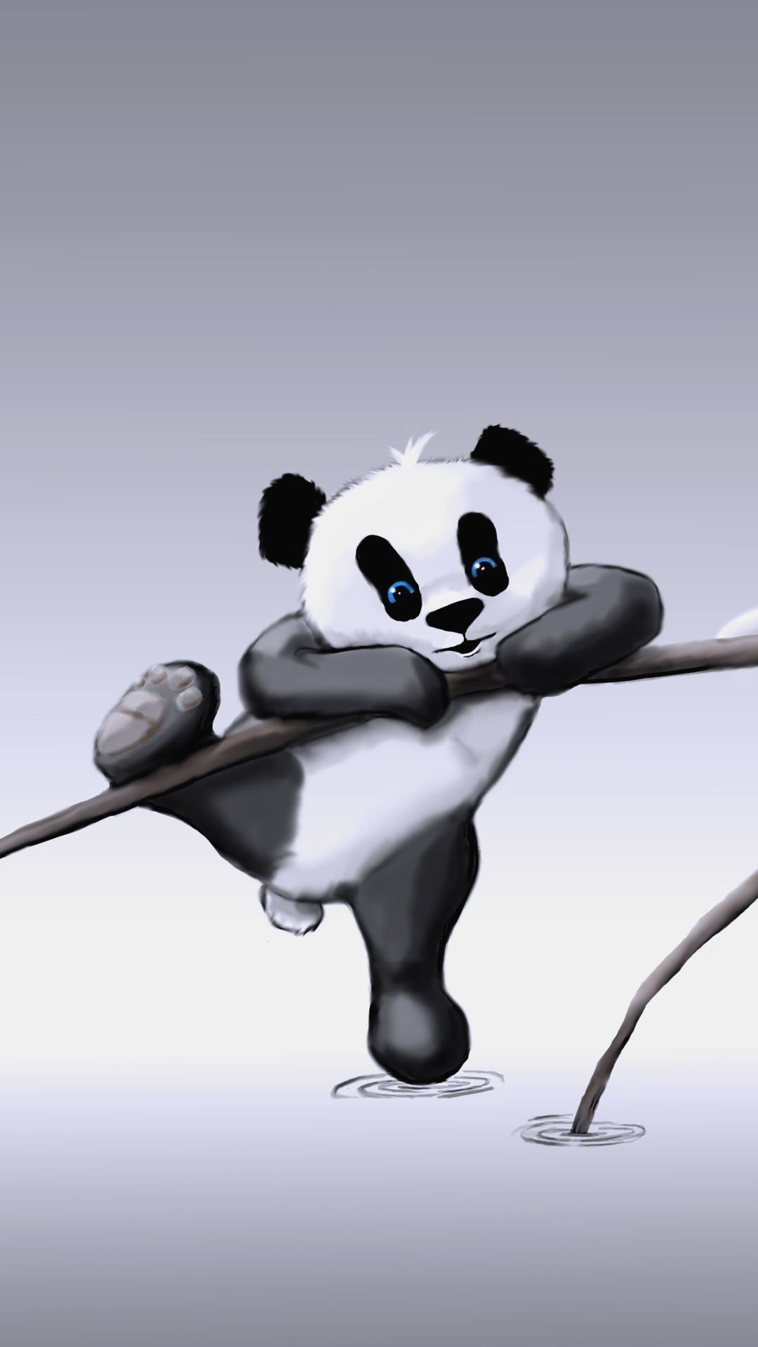 Panda cartoon su ramo, 1080x1920 Full HD Verticale, iPhone