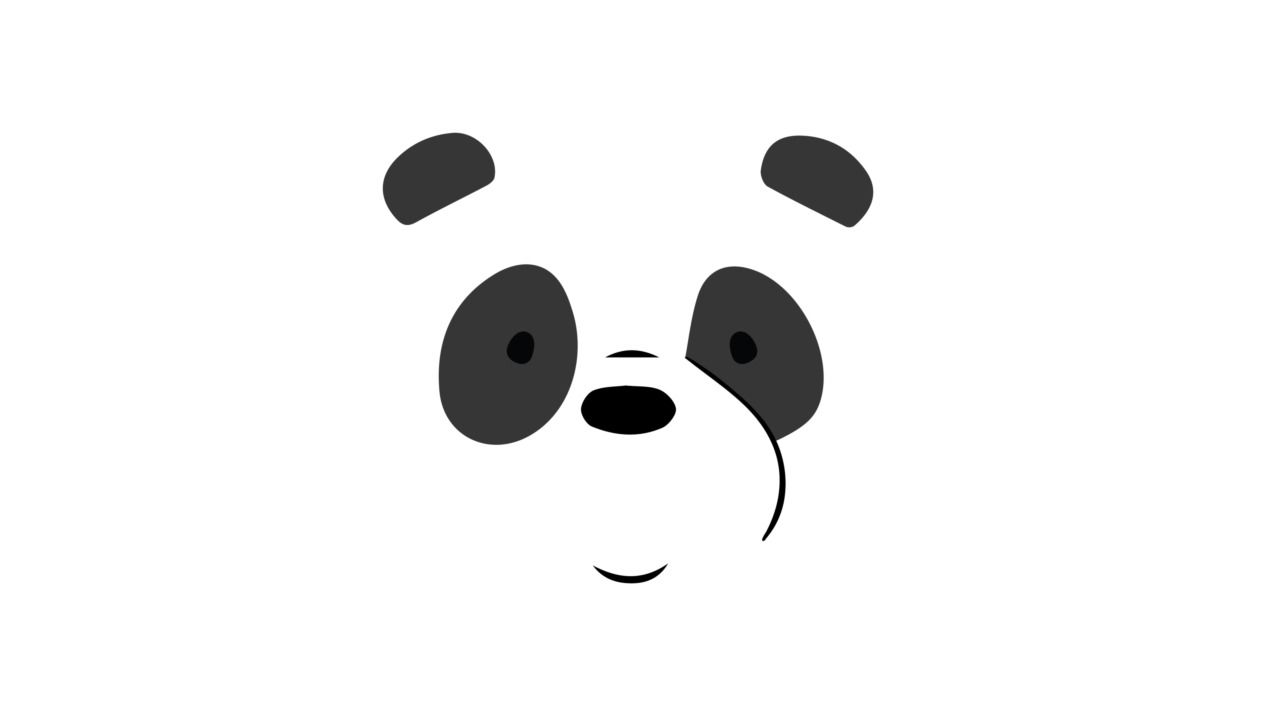 Viso panda minimalista bianco nero, 1280x720 720p, PC