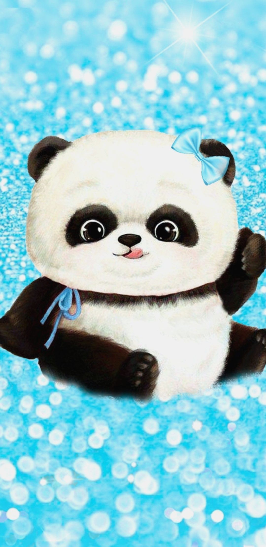 Panda cartone animato sfondo brillantini, 1080x2220 Full HD Verticale, iPhone
