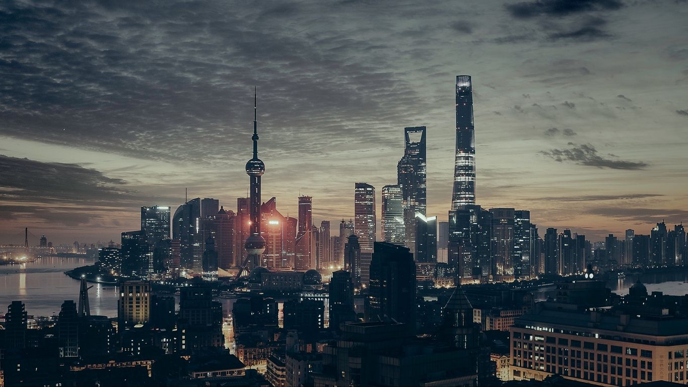 Skyline notturno di Shanghai, 1366x768 HD, Desktop