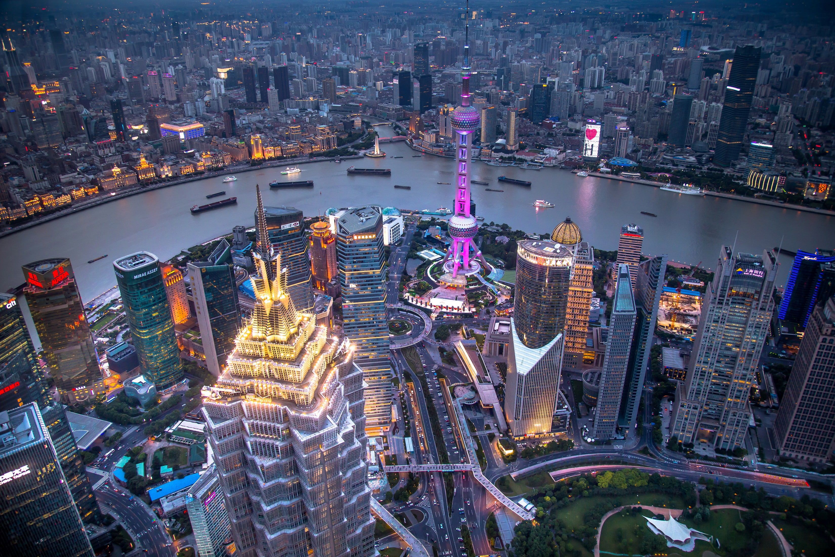 Skyline Shanghai sera, 3300x2200 WQXGA, Desktop