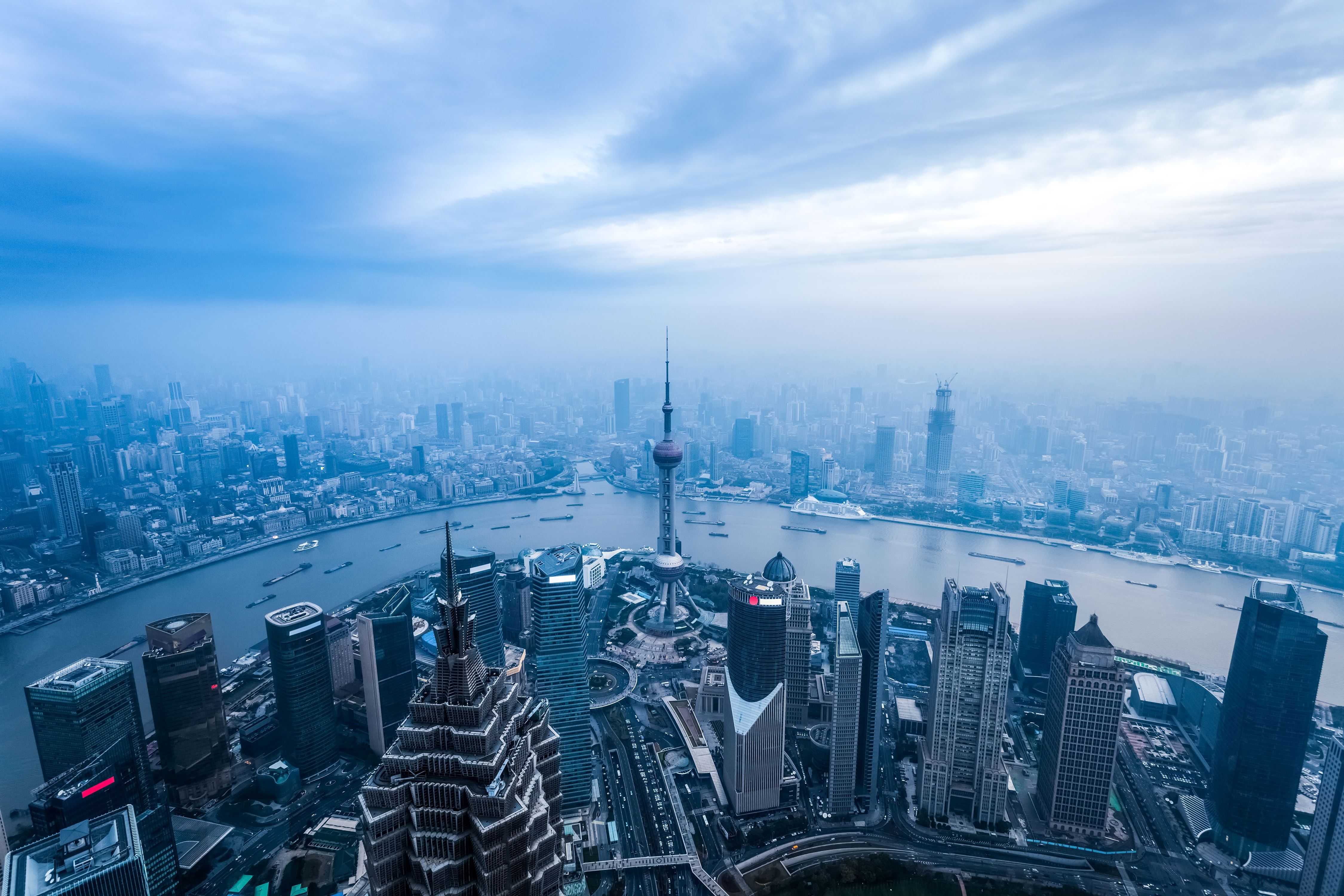 Skyline di Shanghai nebbioso, 4500x3000 4K, Desktop 4K