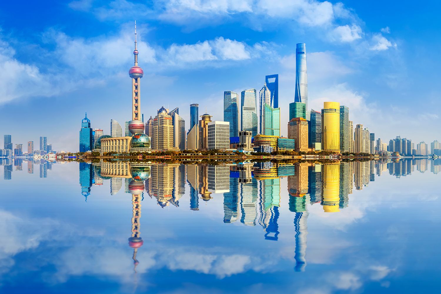 Skyline Shanghai riflesso acqua, 1500x1000 720p, Lenovo Legion