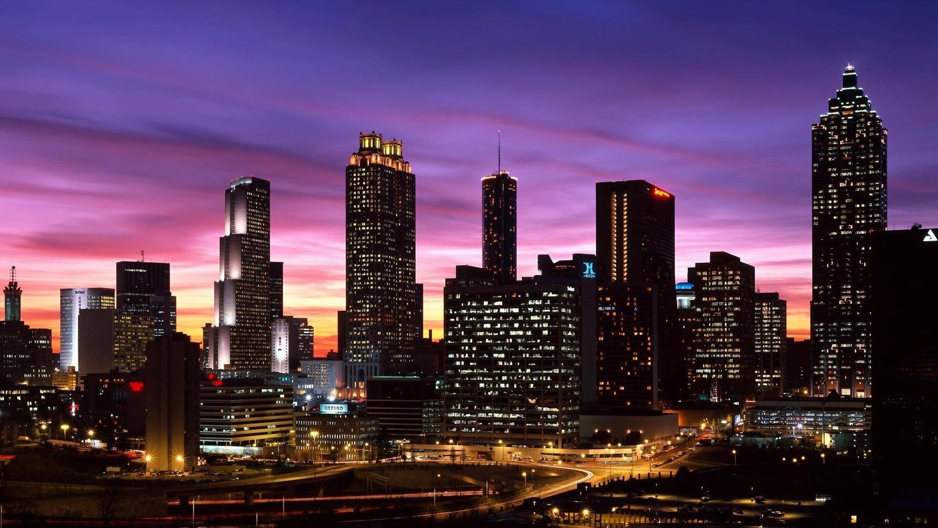 Skyline città al tramonto, 1920x1080 Full HD, Laptop