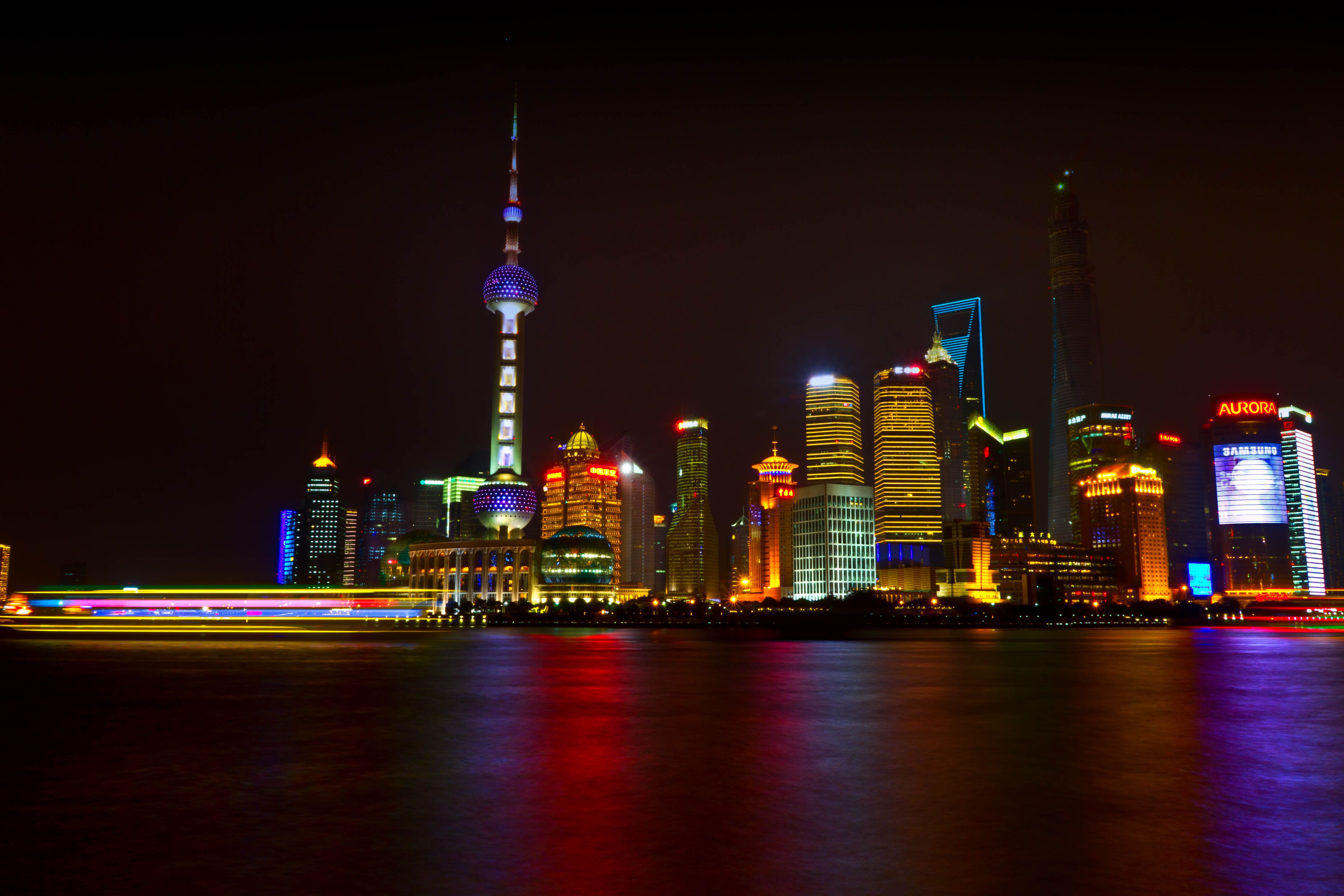 Skyline Shanghai notturno, Oriental Pearl Tower, 5184x3456 4K Ultra HD, Monitor 4K
