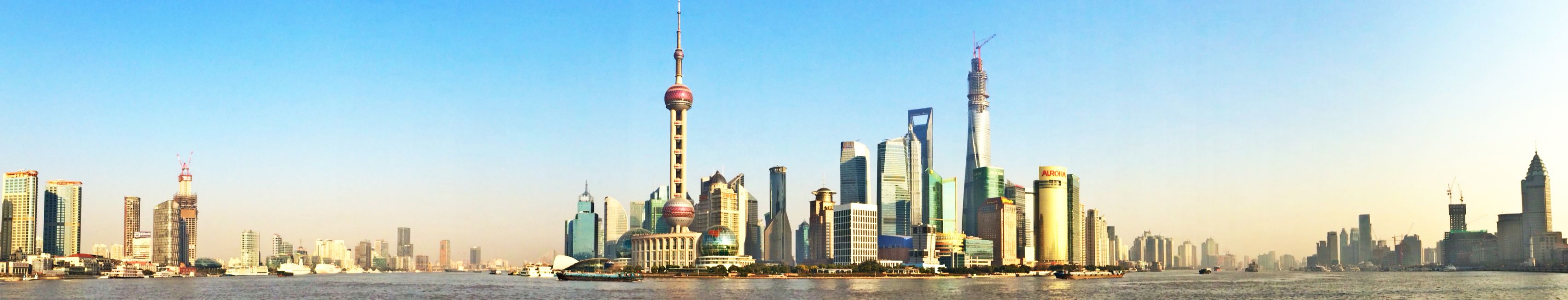 Skyline panoramico Shanghai, 3406x652 21:9, Ultrawide