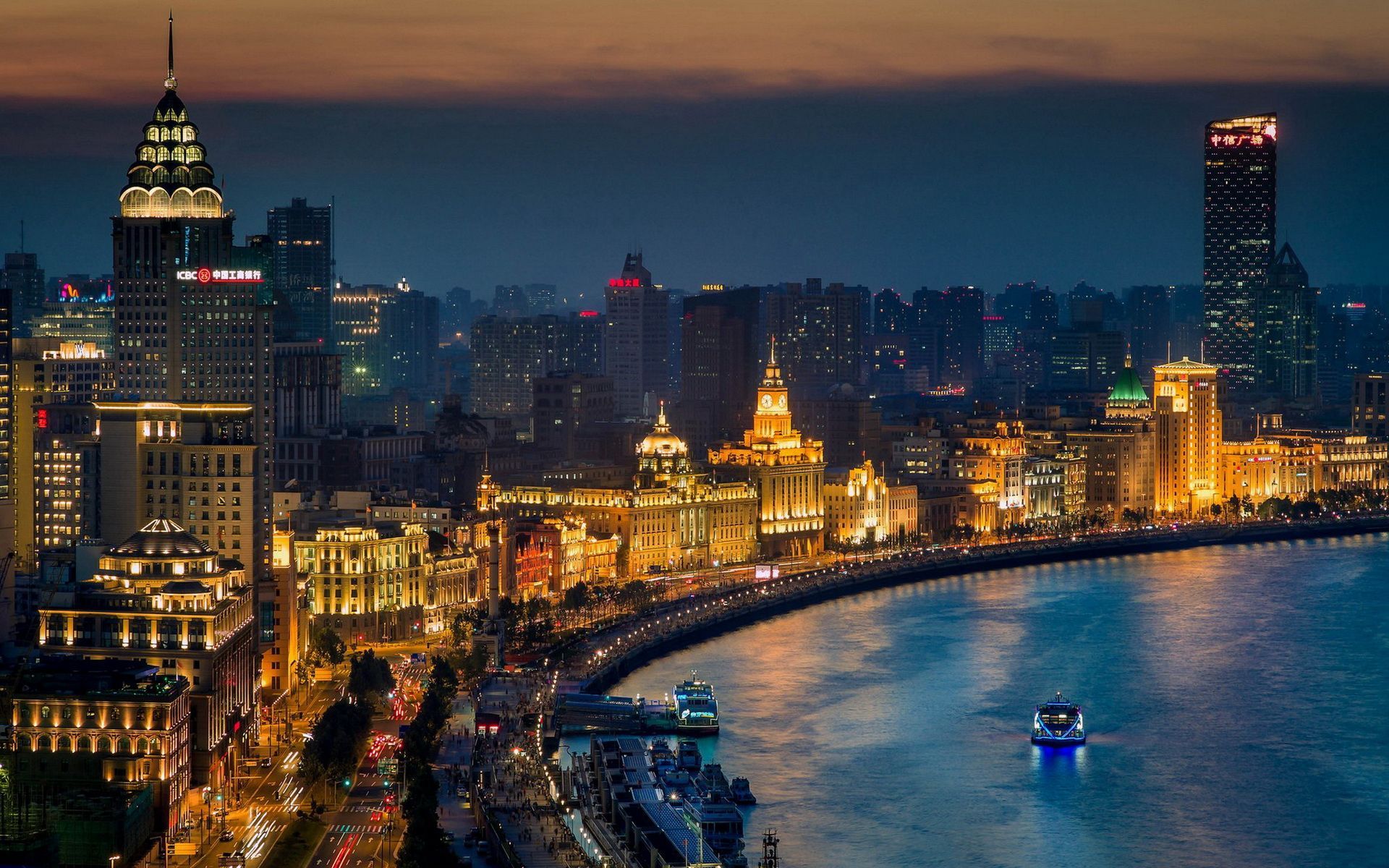 Skyline notturno di Shanghai, 1920x1200 WUXGA, PC Desktop