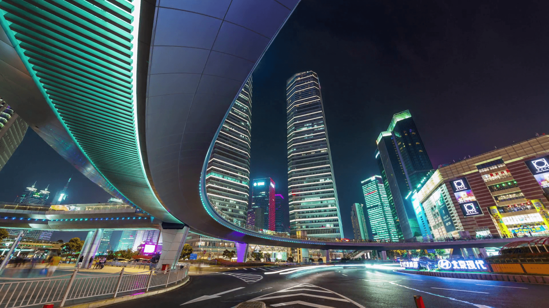 Shanghai skyline notturno luci, 1920x1080 Full HD, Desktop