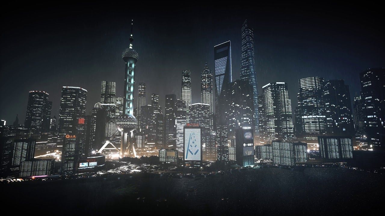 Skyline notturno Shanghai illuminato, 1280x720 HD, Desktop