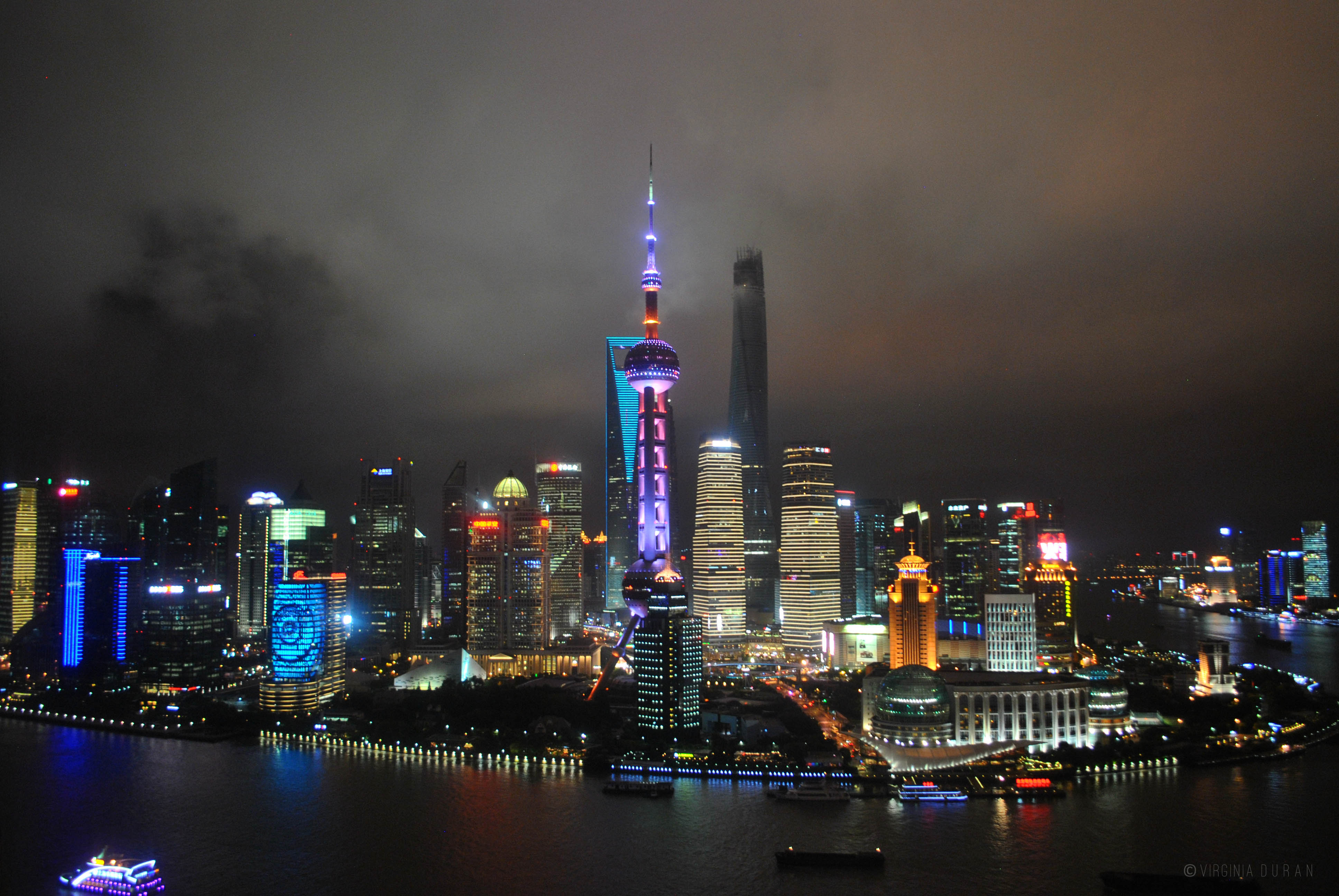 Skyline Shanghai notturno illuminato, 3872x2592 UHD, PC 4K