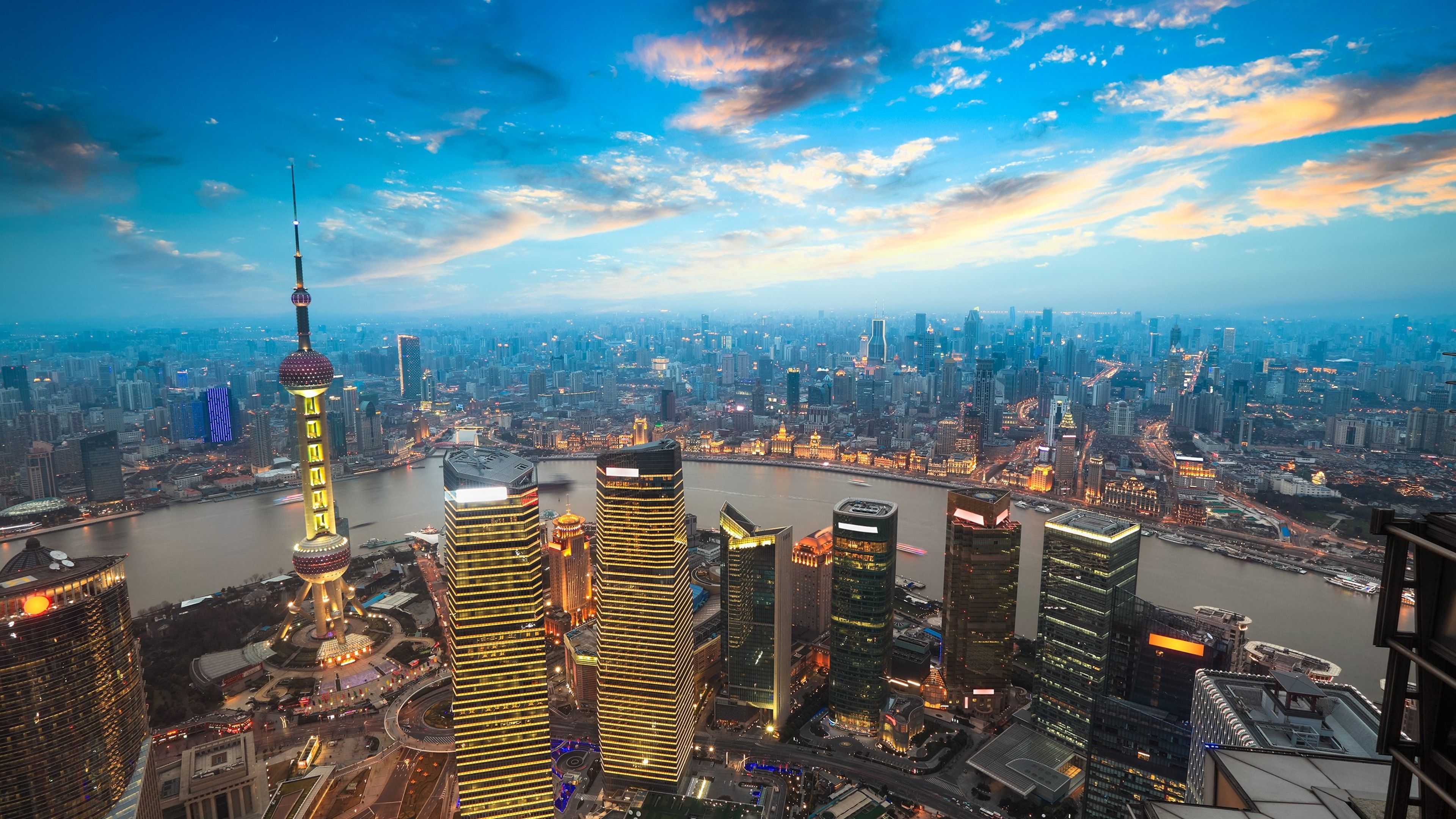 Skyline notturno di Shanghai, 3840x2160 4K, Monitor 4K