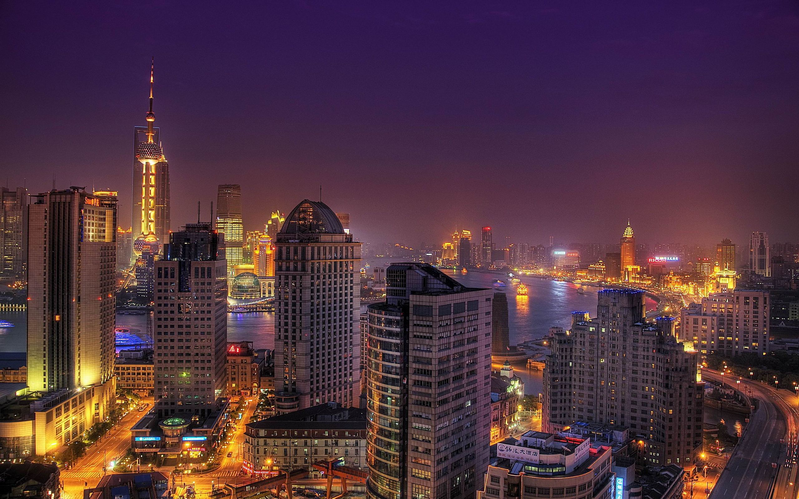 Shanghai skyline notturno, 2560x1600 WQXGA, Desktop
