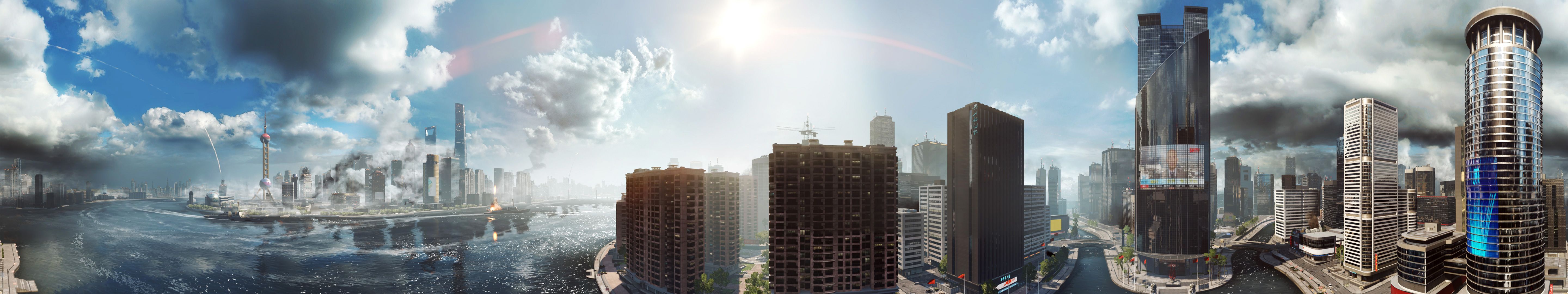 Skyline panoramico Shanghai, 5760x1080 Ultrawide, Monitor 4K
