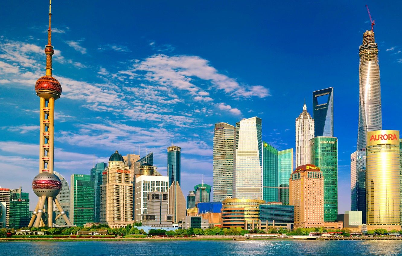 Skyline di Shanghai, Pudong, 1332x850 720p, Laptop