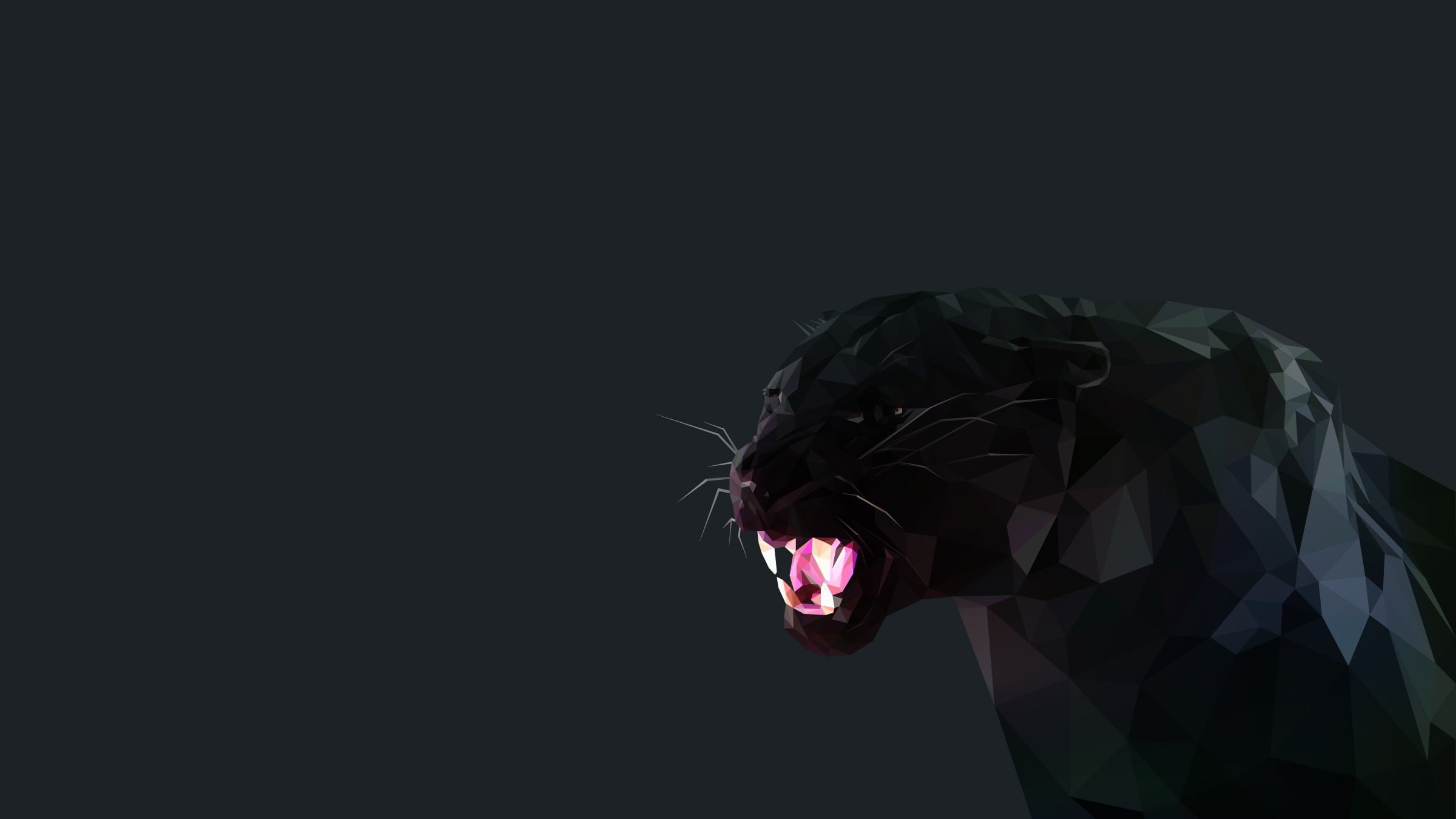 Pantera nera low poly, 2400x1350 alta risoluzione, PC Desktop