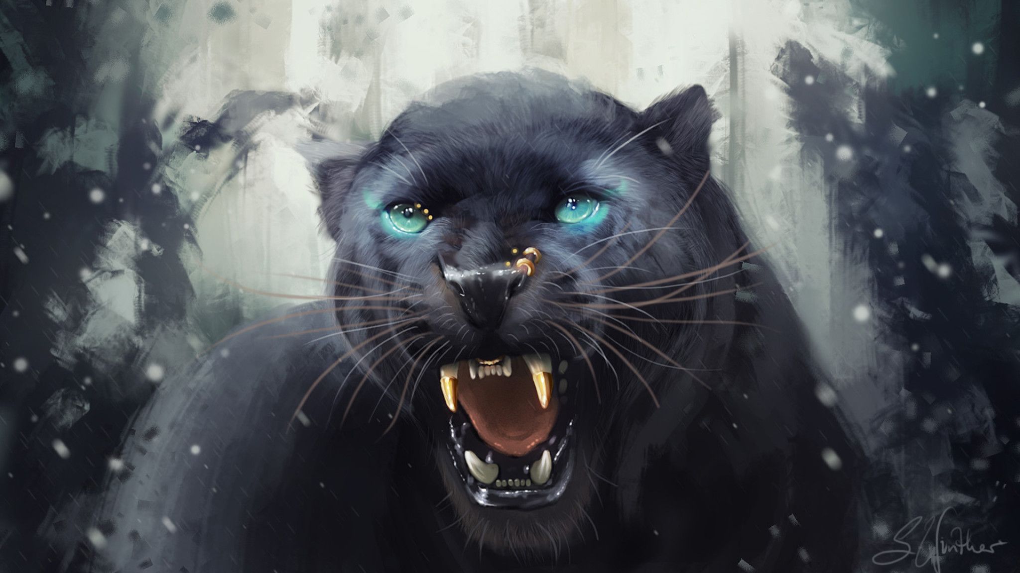 Pantera nera ruggente, 2048x1152 Hi-Res, PC Desktop