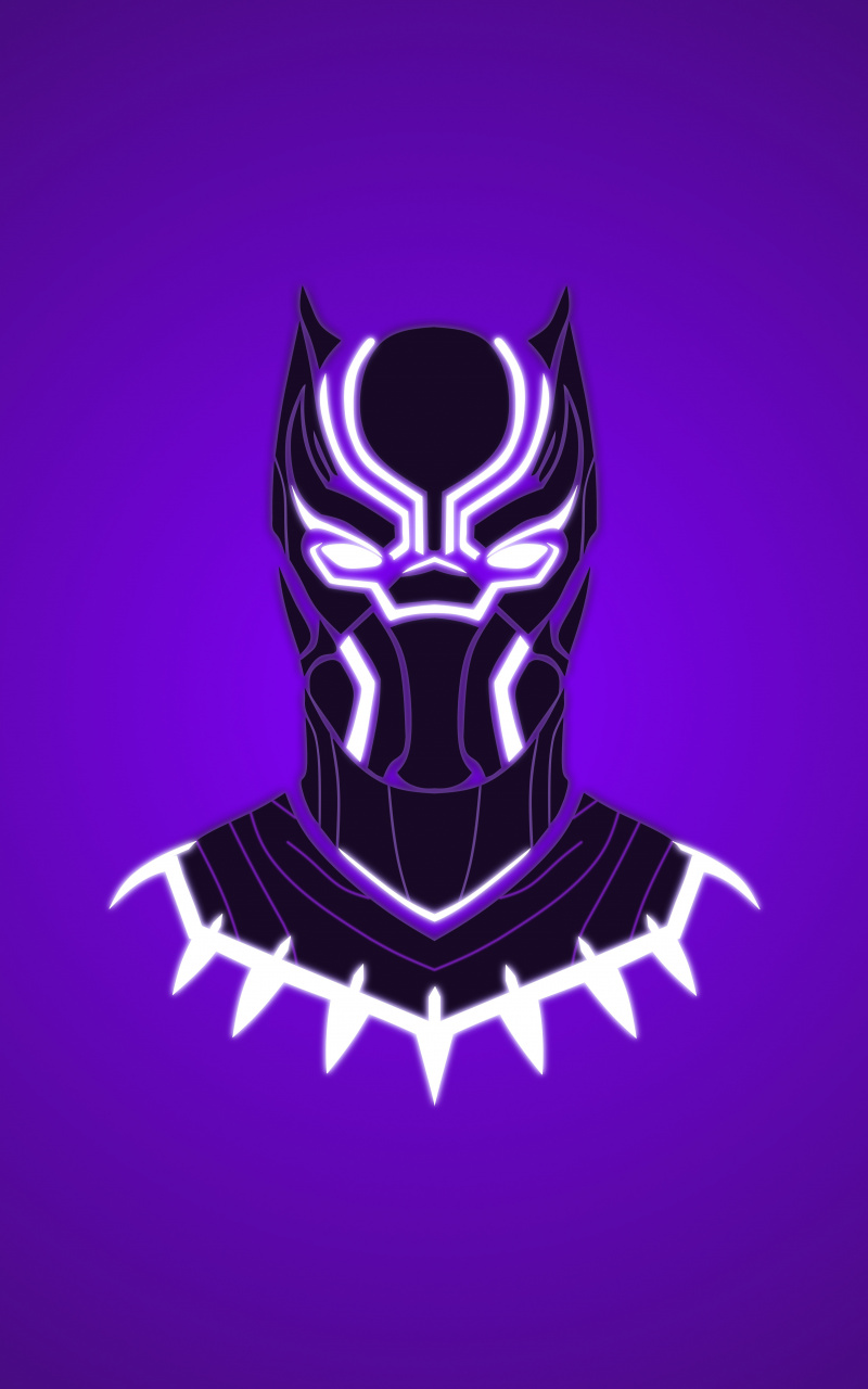Black Panther maschera viola, 800x1280 Verticale, Telefono