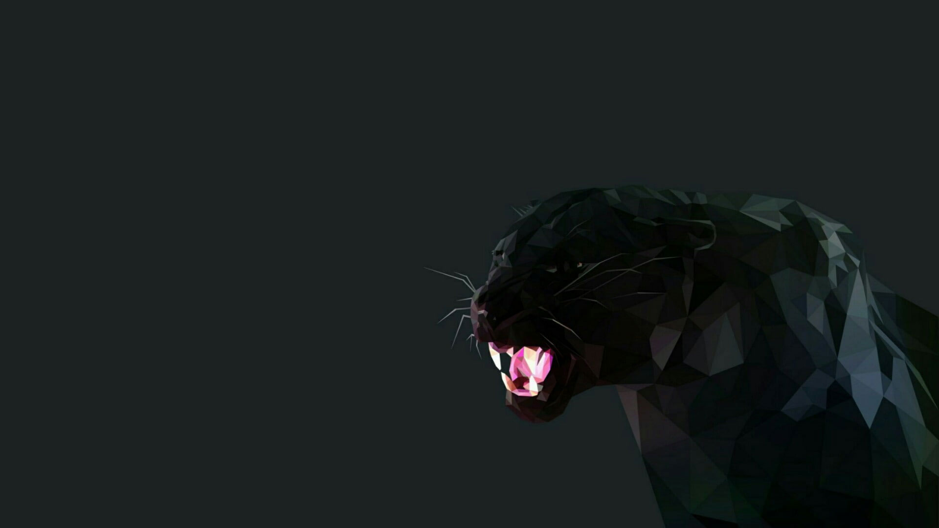 Pantera nera low poly ringhiante, 1920x1080 Full HD, Laptop