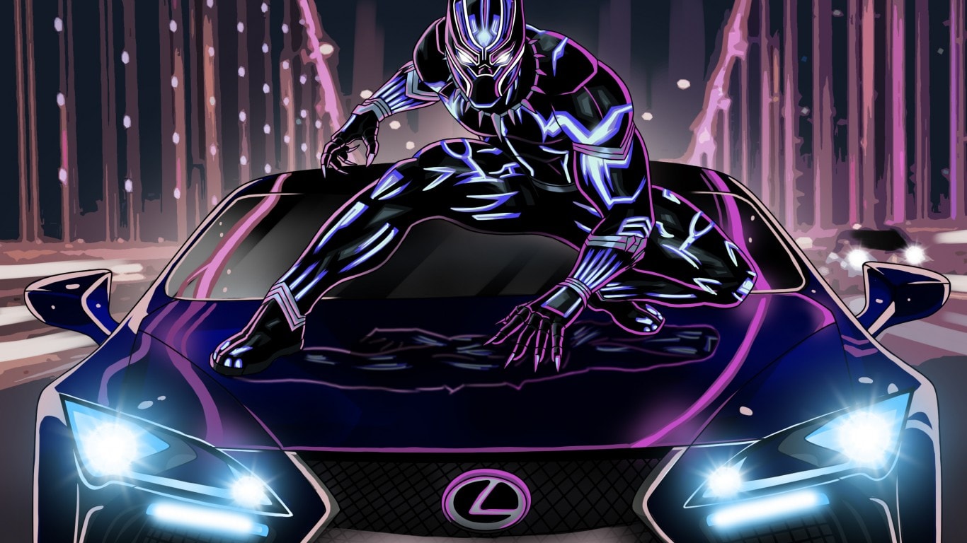 Black Panther su auto Lexus, 1366x768 720p, iMac