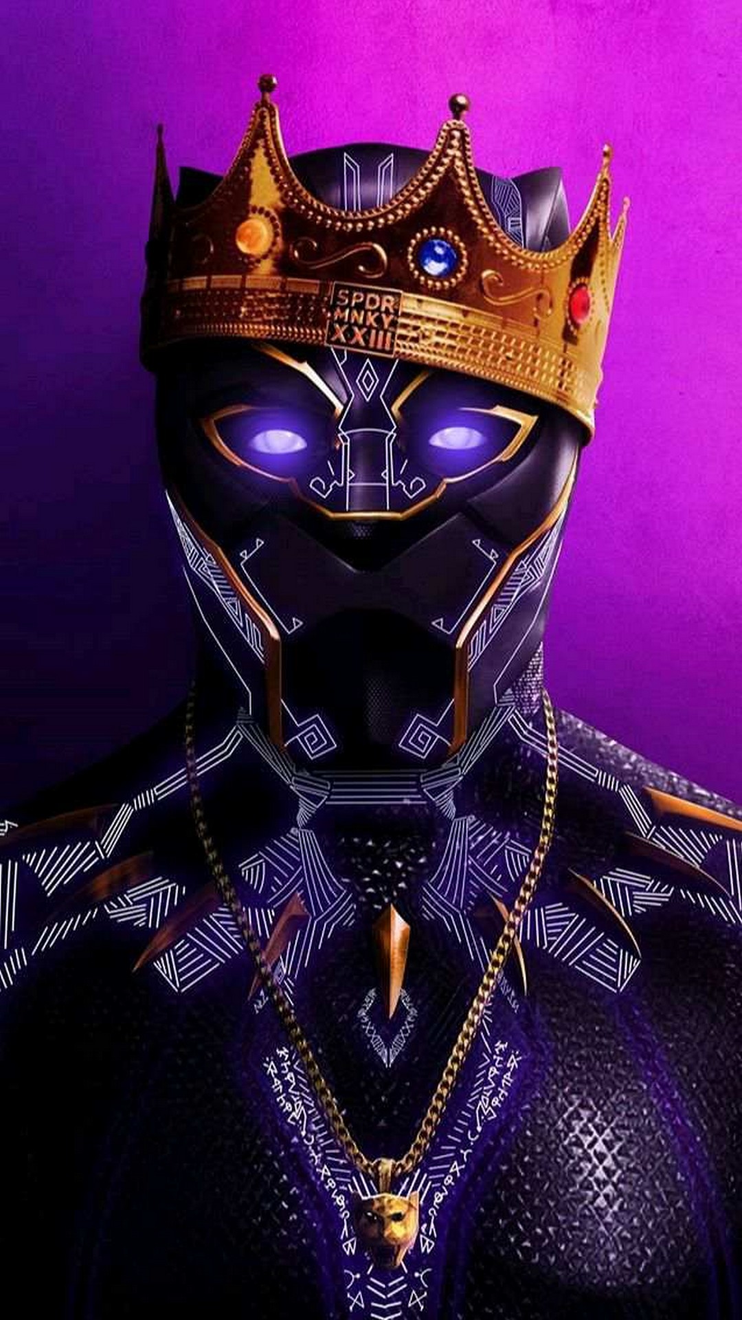 Black Panther con corona dorata, 1080x1920 Verticale, Mobile