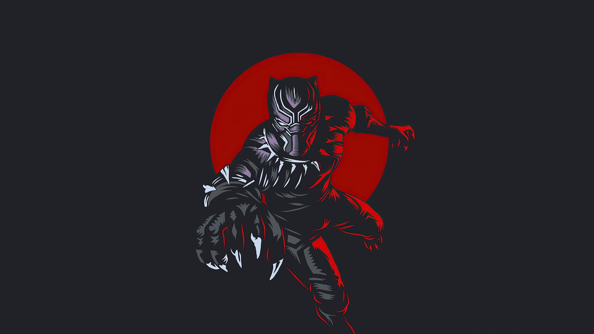 Black Panther minimal, cerchio rosso, 1920x1080 Full HD 1080p, Laptop