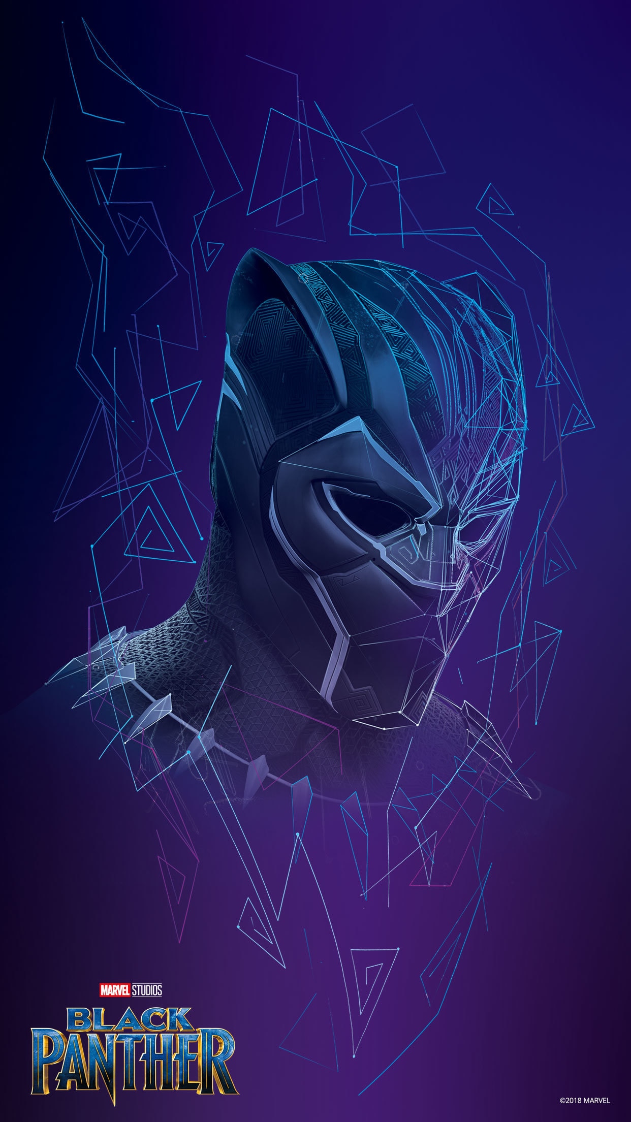 Black Panther Marvel maschera blu, supereroi, 1242x2209 Verticale, Telefono