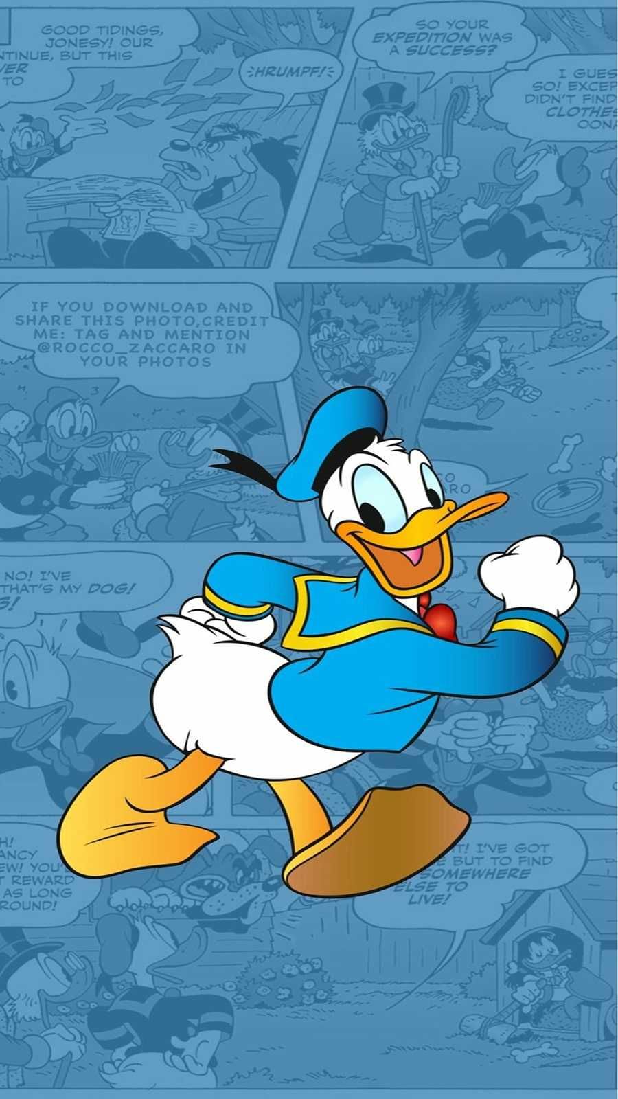 Paperino Disney sfondo fumetto, classici d'animazione, 900x1600 Verticale, Mobile