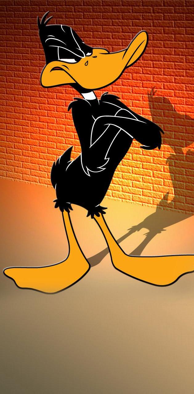 Daffy Duck contro muro mattoni, 630x1280 Verticale, Telefono