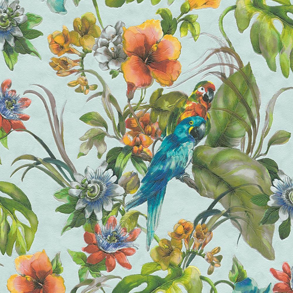 Pappagalli tropicali con fiori, 1000x1000 HD, PC