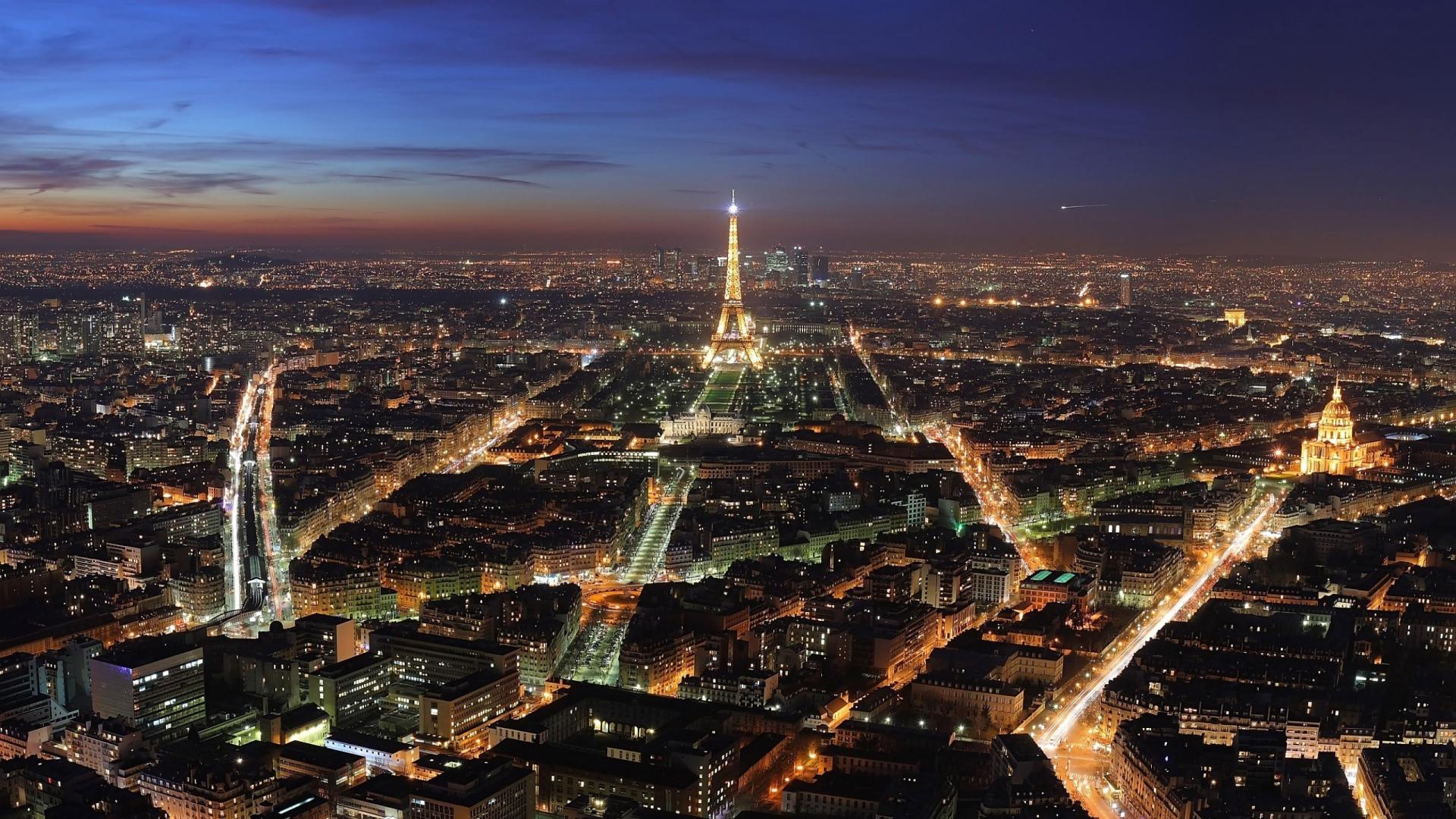 Parigi vista notturna Torre Eiffel, 1920x1080 Full HD, Monitor Gaming
