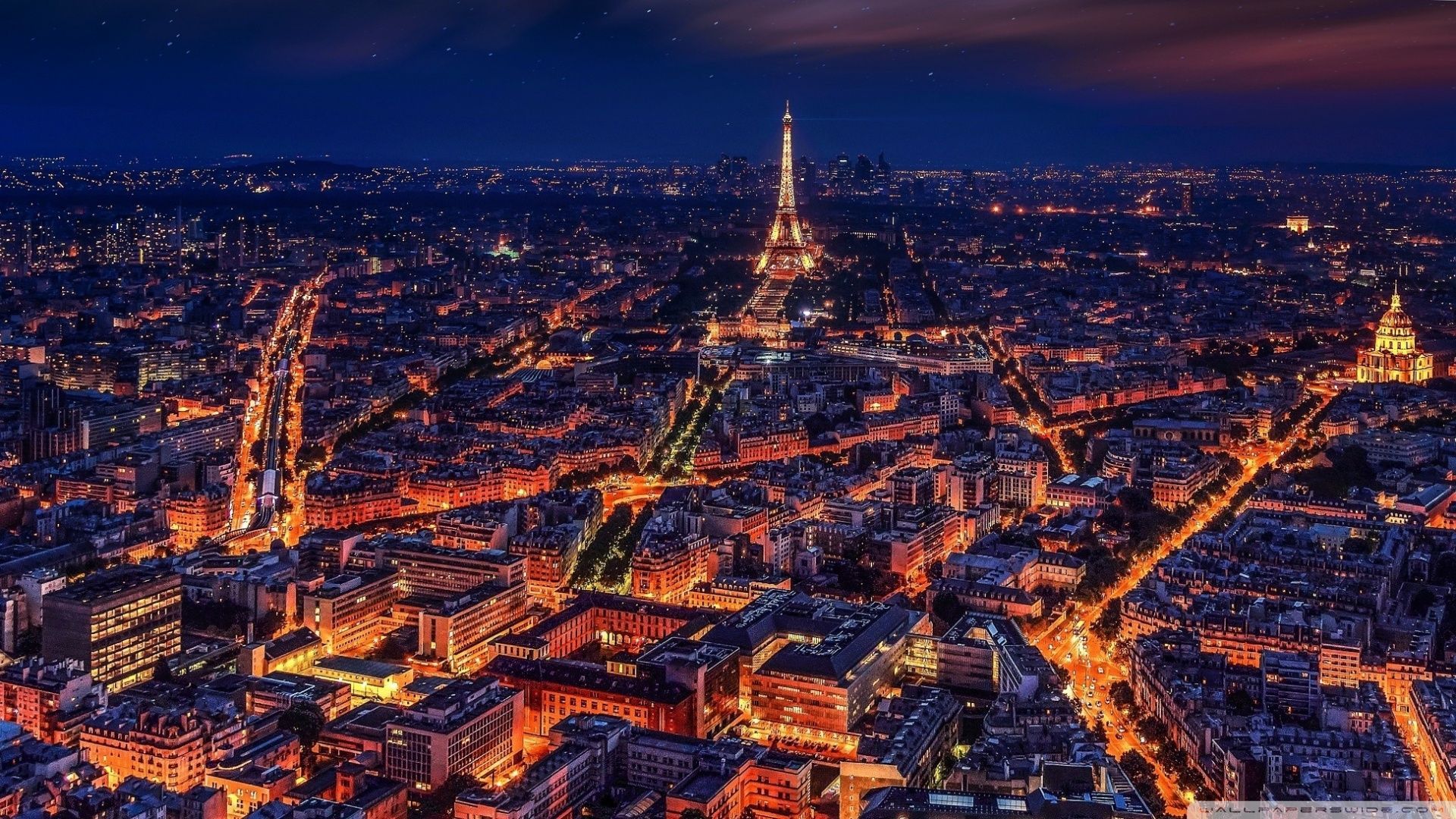 Parigi di notte con Tour Eiffel, 1920x1080 Full HD 1080p, PC Desktop