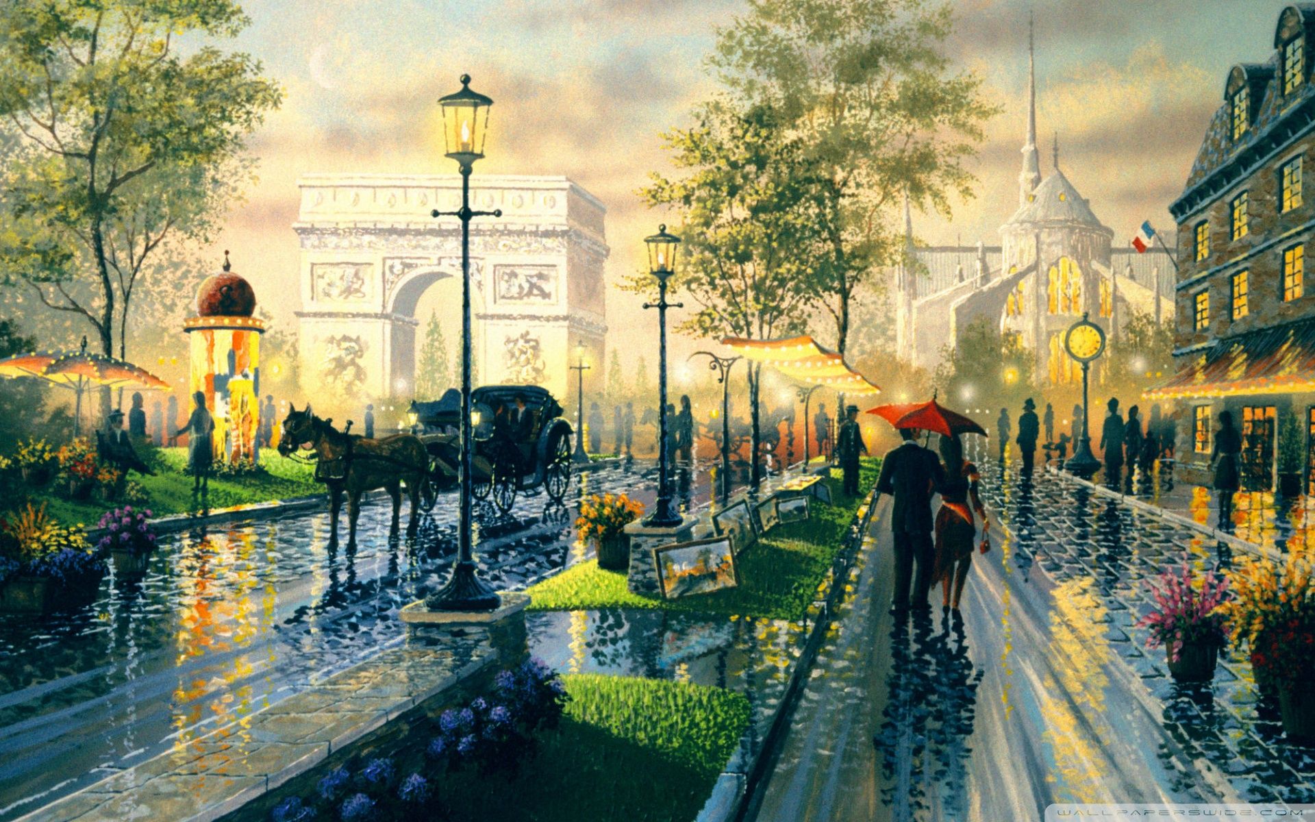 Passeggiata parigina con Arco di Trionfo, 1920x1200 WUXGA, Desktop