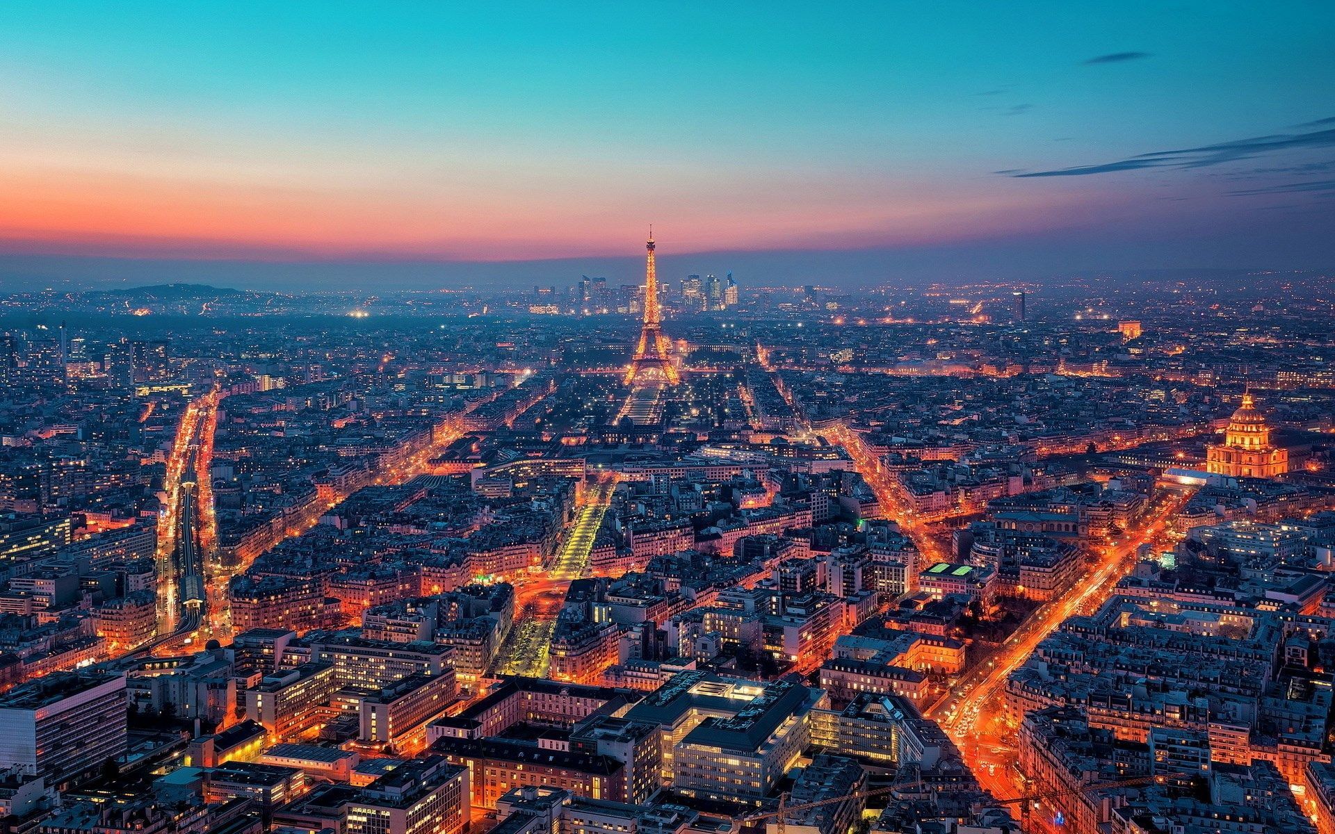 Torre Eiffel skyline notturno Parigi, monumento, 1920x1200 Full HD+ WUXGA, PC Desktop
