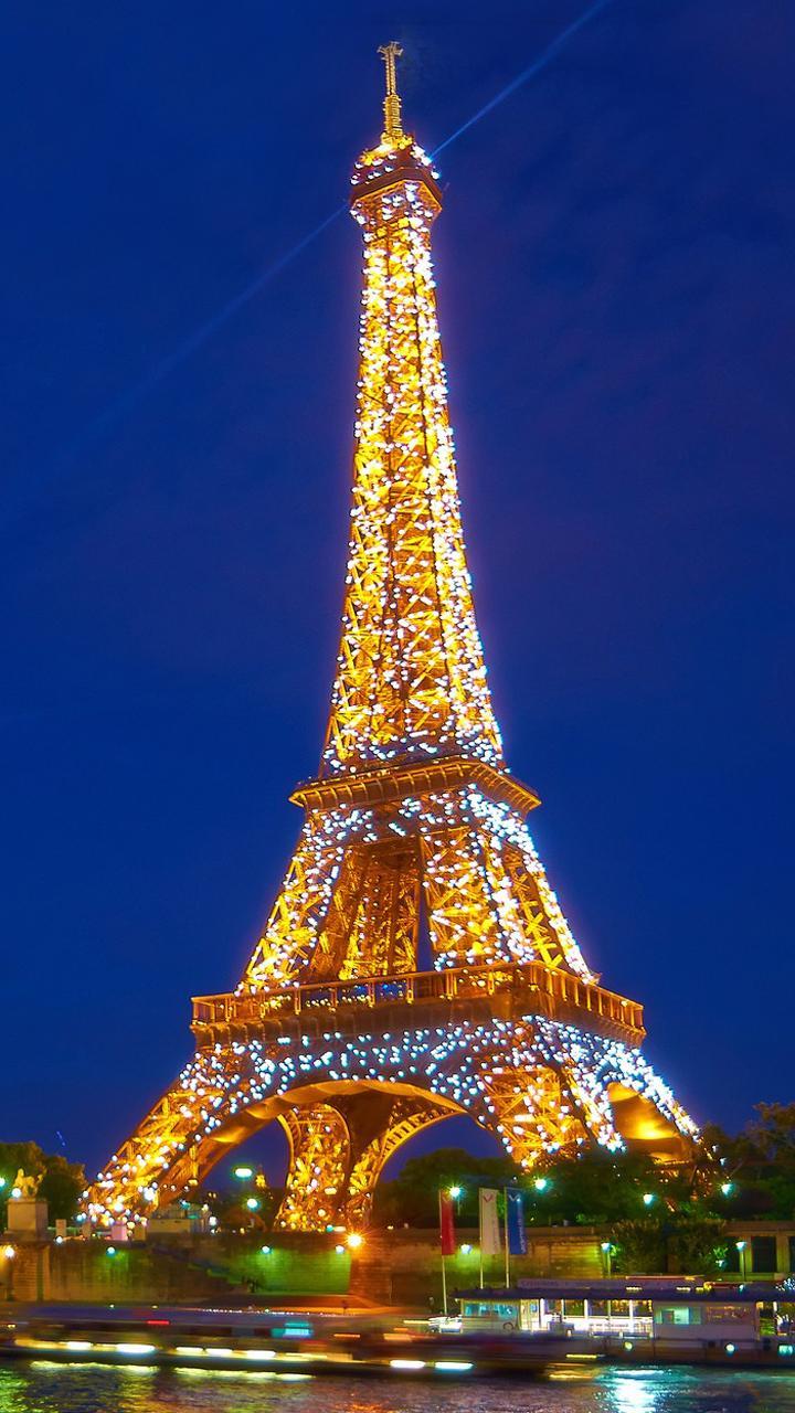 Torre Eiffel illuminata di notte, 720x1280 Verticale, Telefono